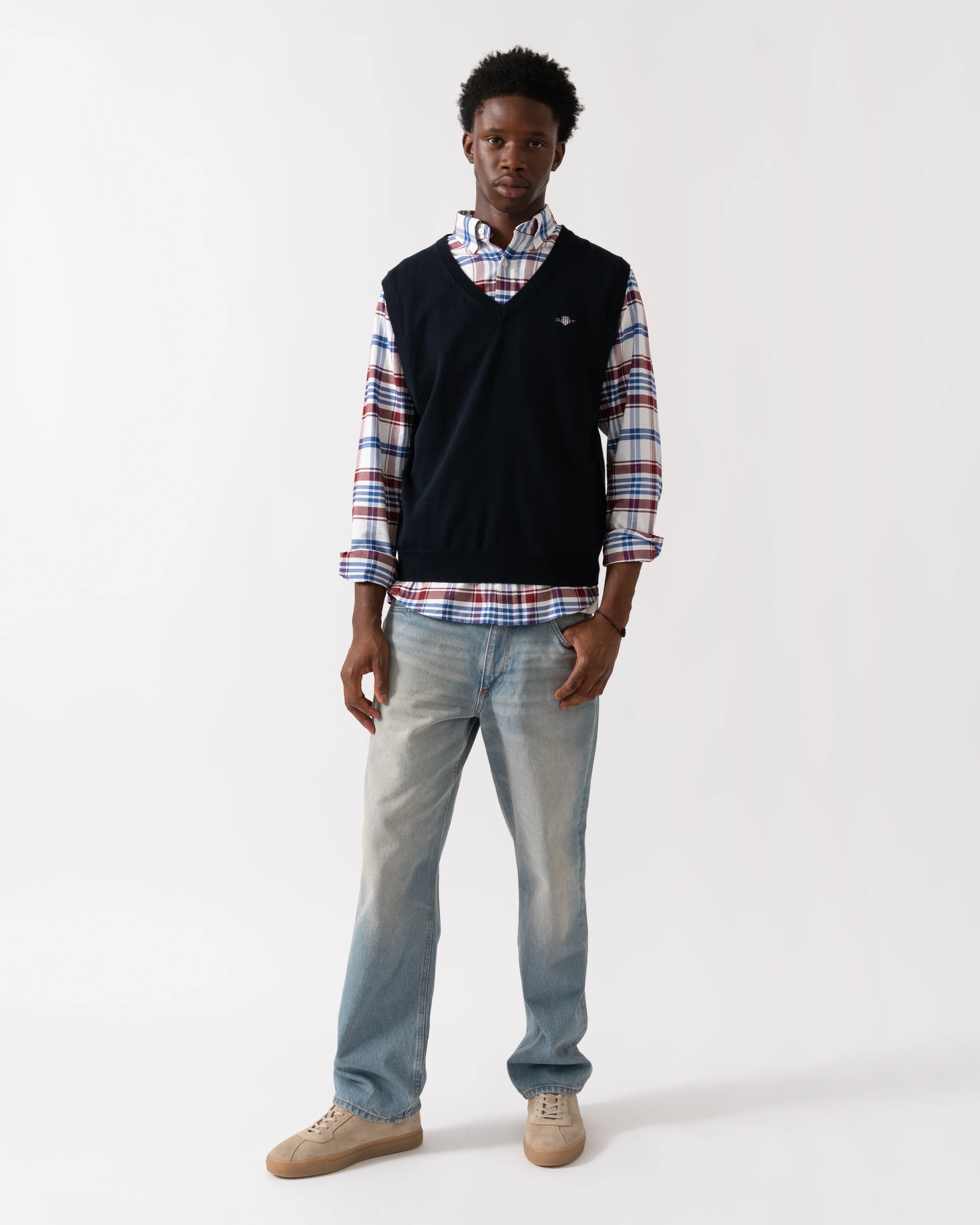 GANT Mens Classic Cotton Knit Vest - 433 Evening Blue - Image 3