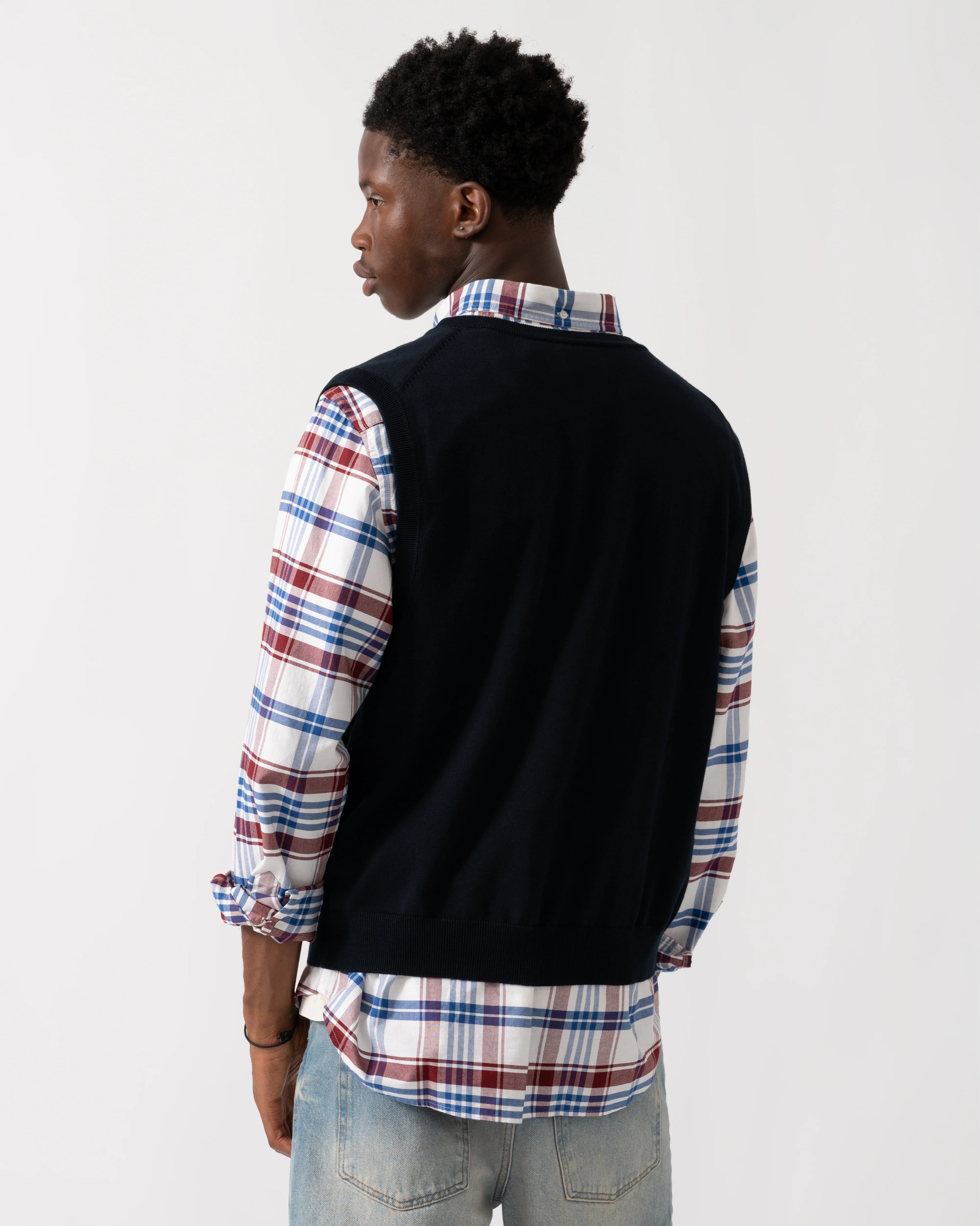 GANT Mens Classic Cotton Knit Vest - 433 Evening Blue - Image 4