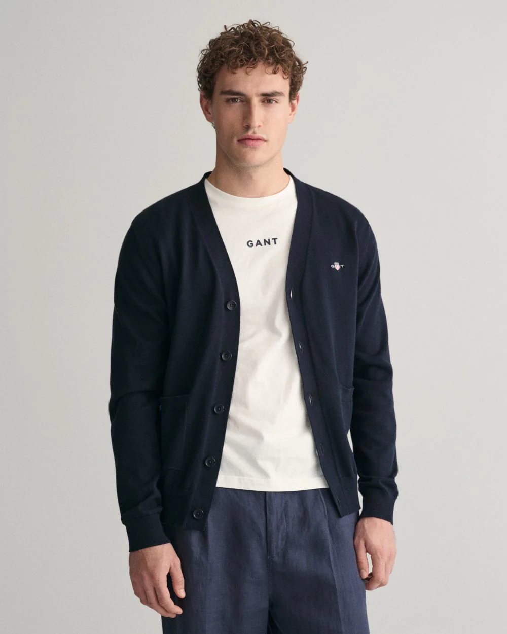 GANT Mens Classic Cotton V-Neck Cardigan