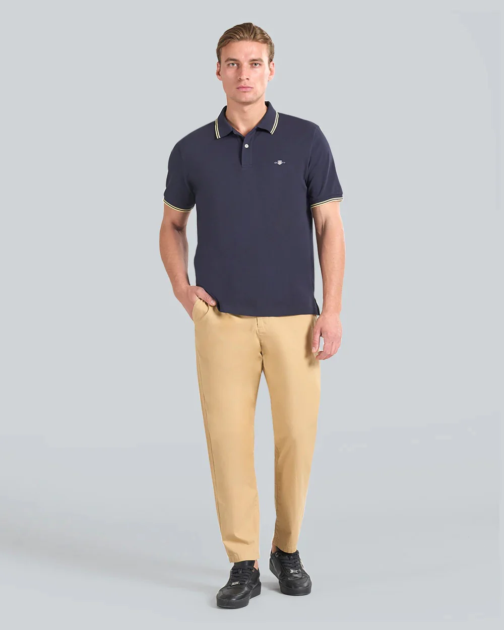 GANT Mens Contrast Tipping Polo 433 Evening Blue - Image 3