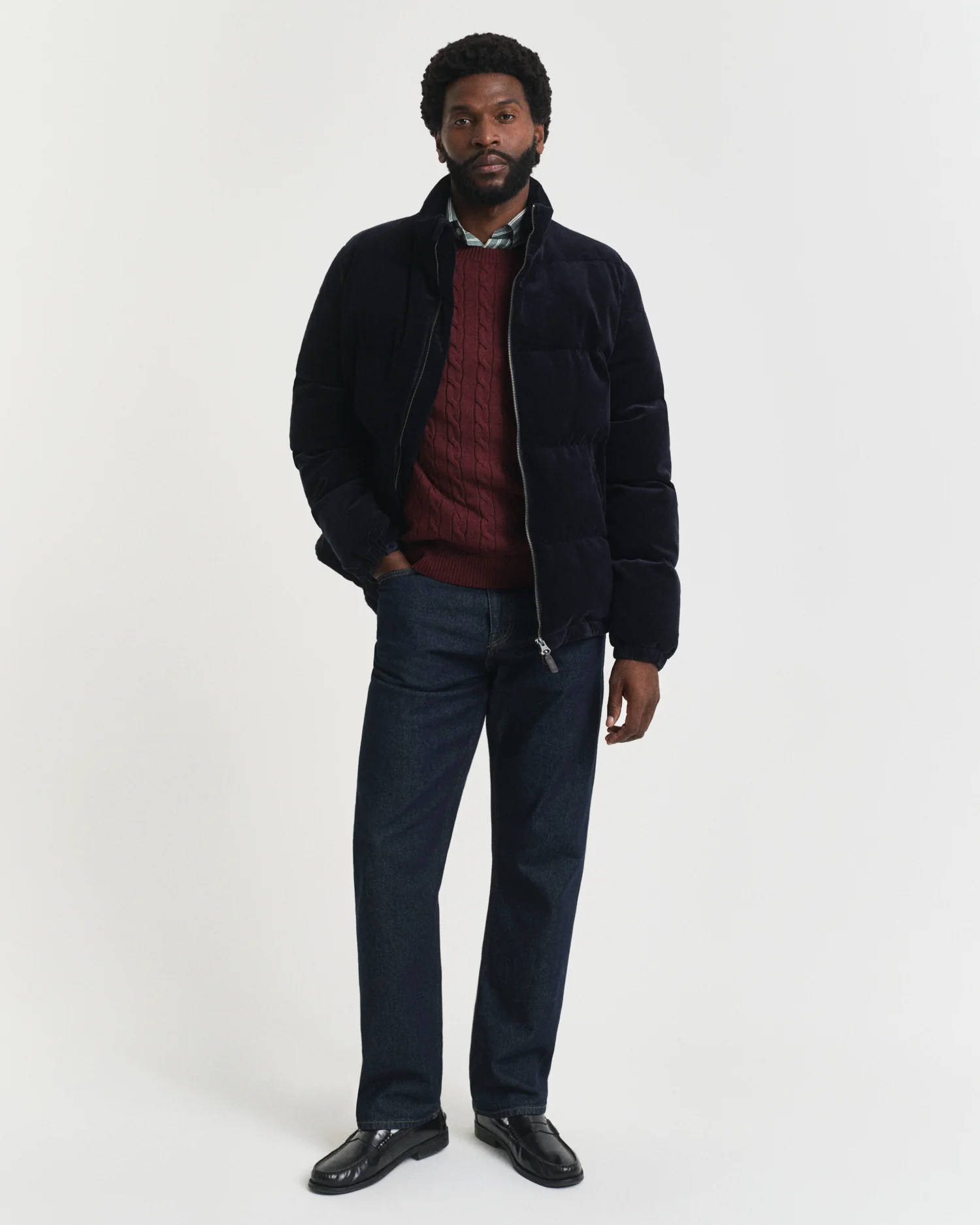 GANT Mens Cotton Cable Knit Crew Neck Jumper - 677 Bordeaux Melange - Image 3
