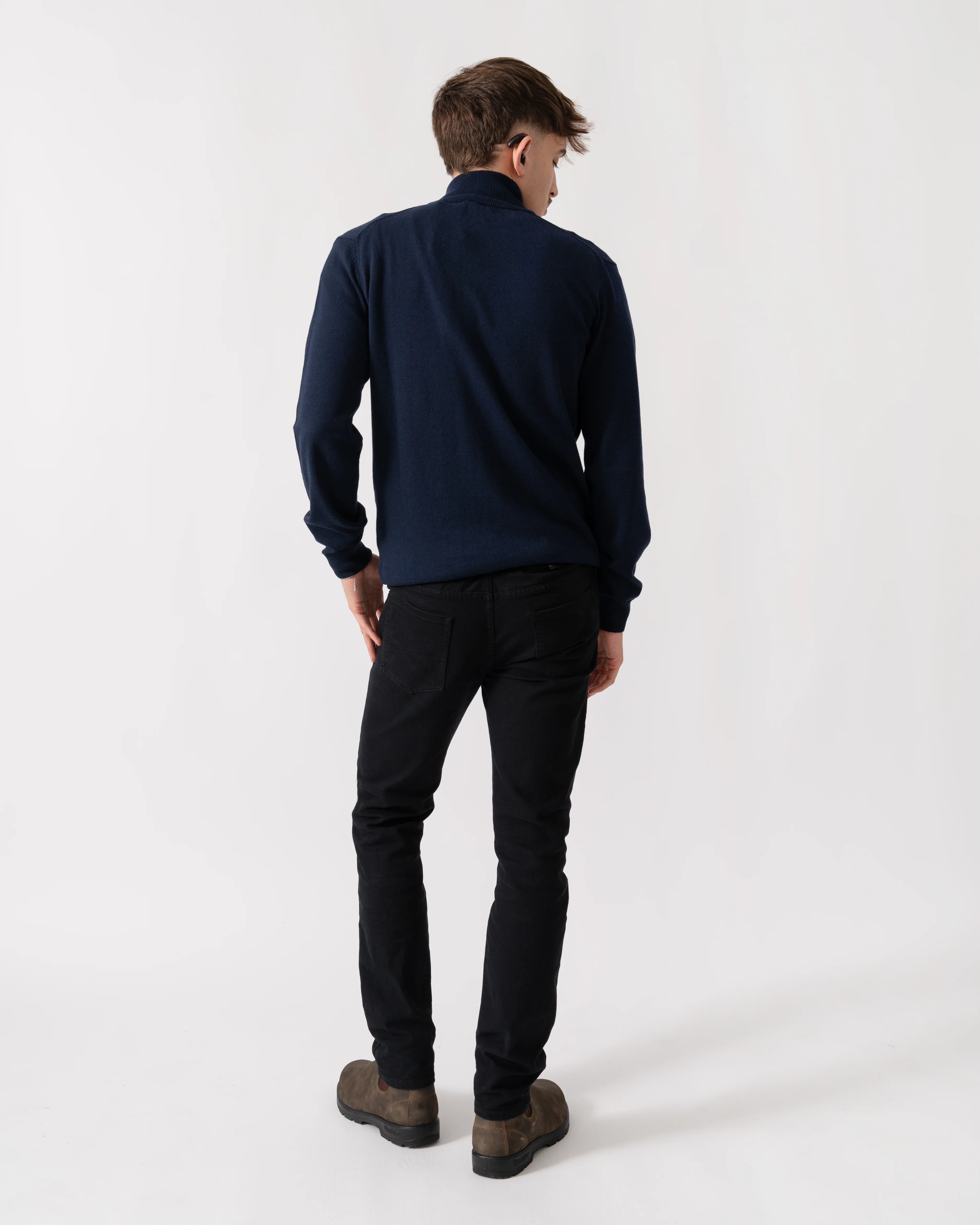 GANT Mens Cotton/Wool Blend Half Zip Jumper - 433 Evening Blue - Image 4
