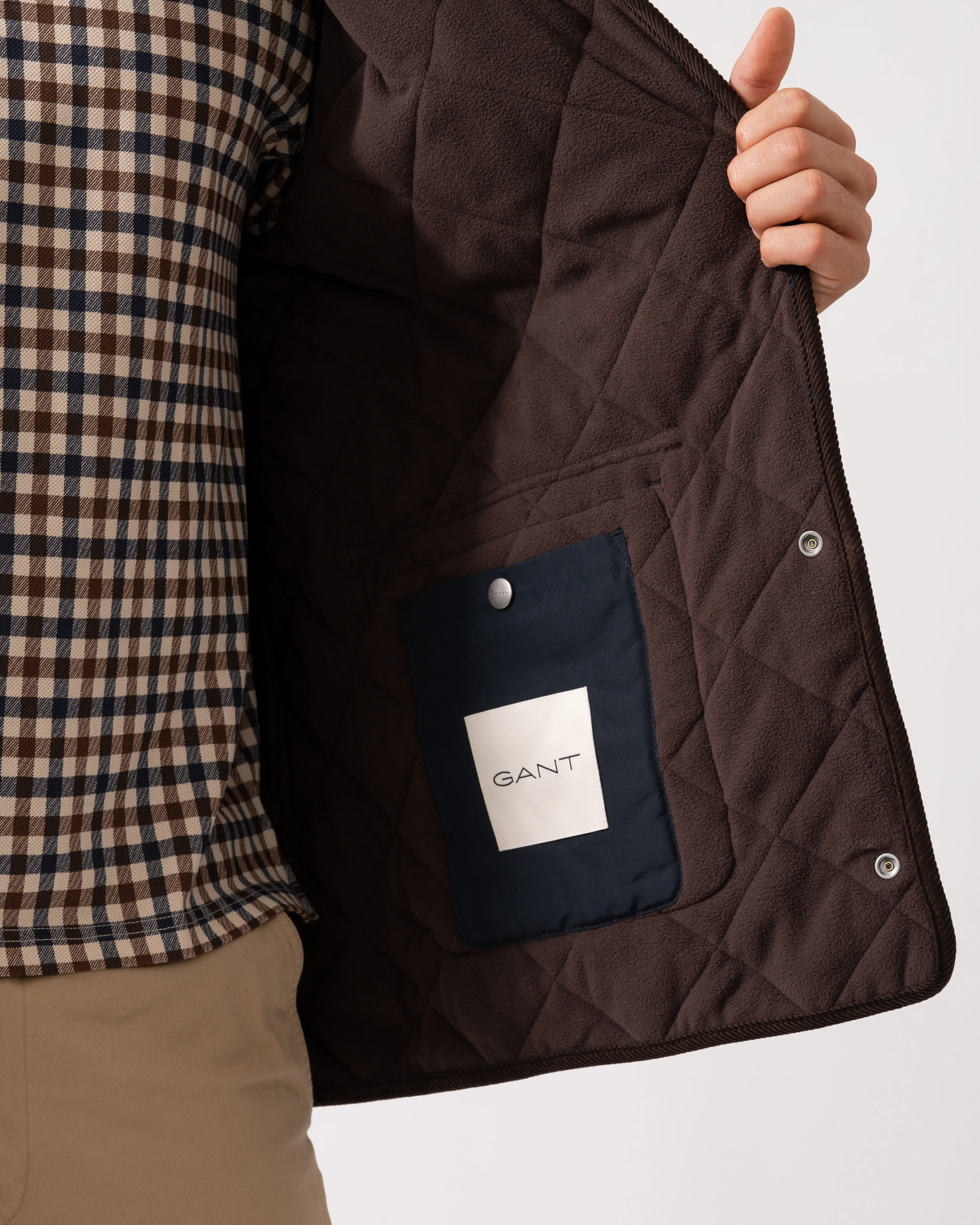 GANT Mens Diamond Quilted Fleece Jacket - 433 Evening Blue - Image 10