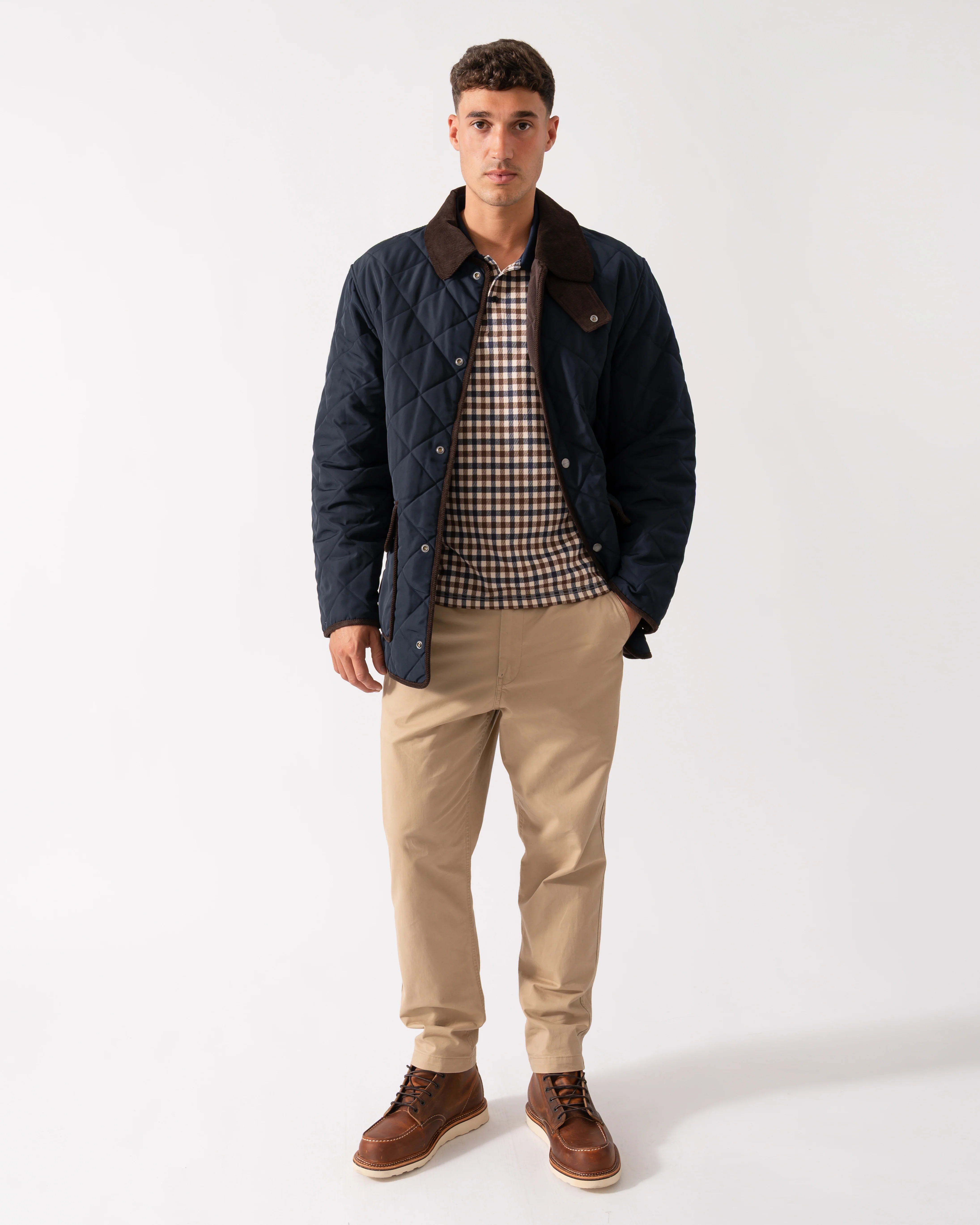 GANT Mens Diamond Quilted Fleece Jacket - 433 Evening Blue - Image 2