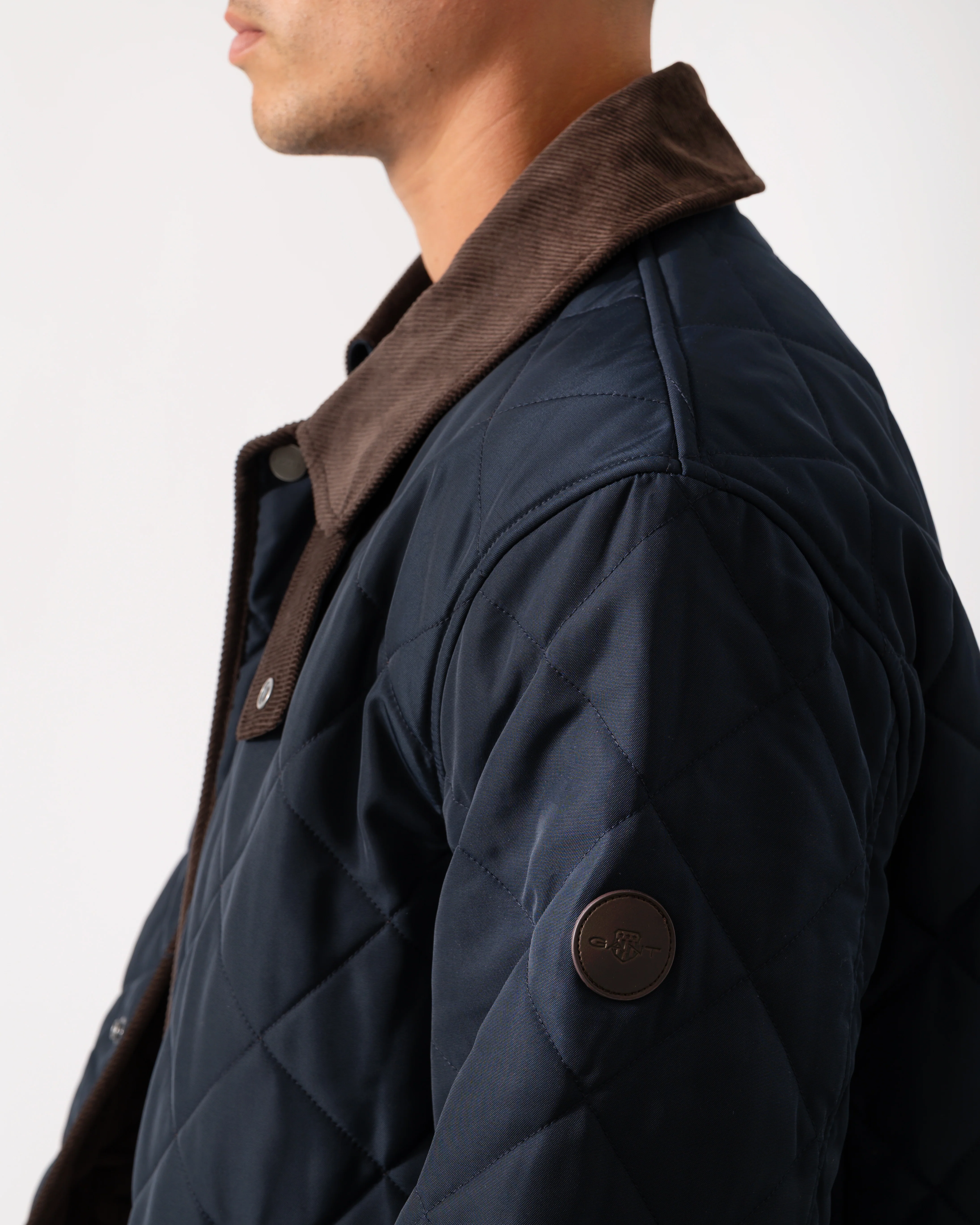 GANT Mens Diamond Quilted Fleece Jacket - 433 Evening Blue - Image 3