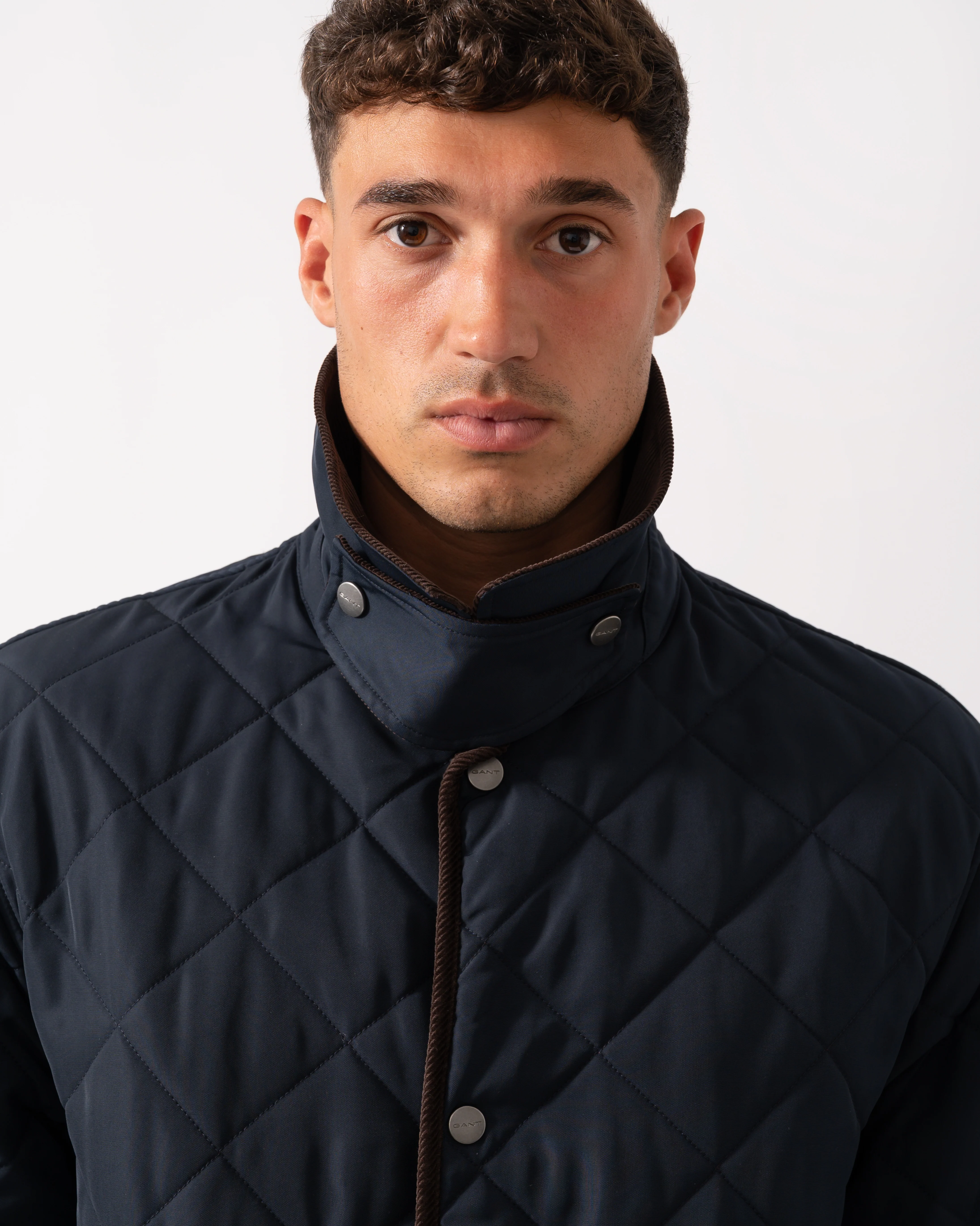 GANT Mens Diamond Quilted Fleece Jacket - 433 Evening Blue - Image 4