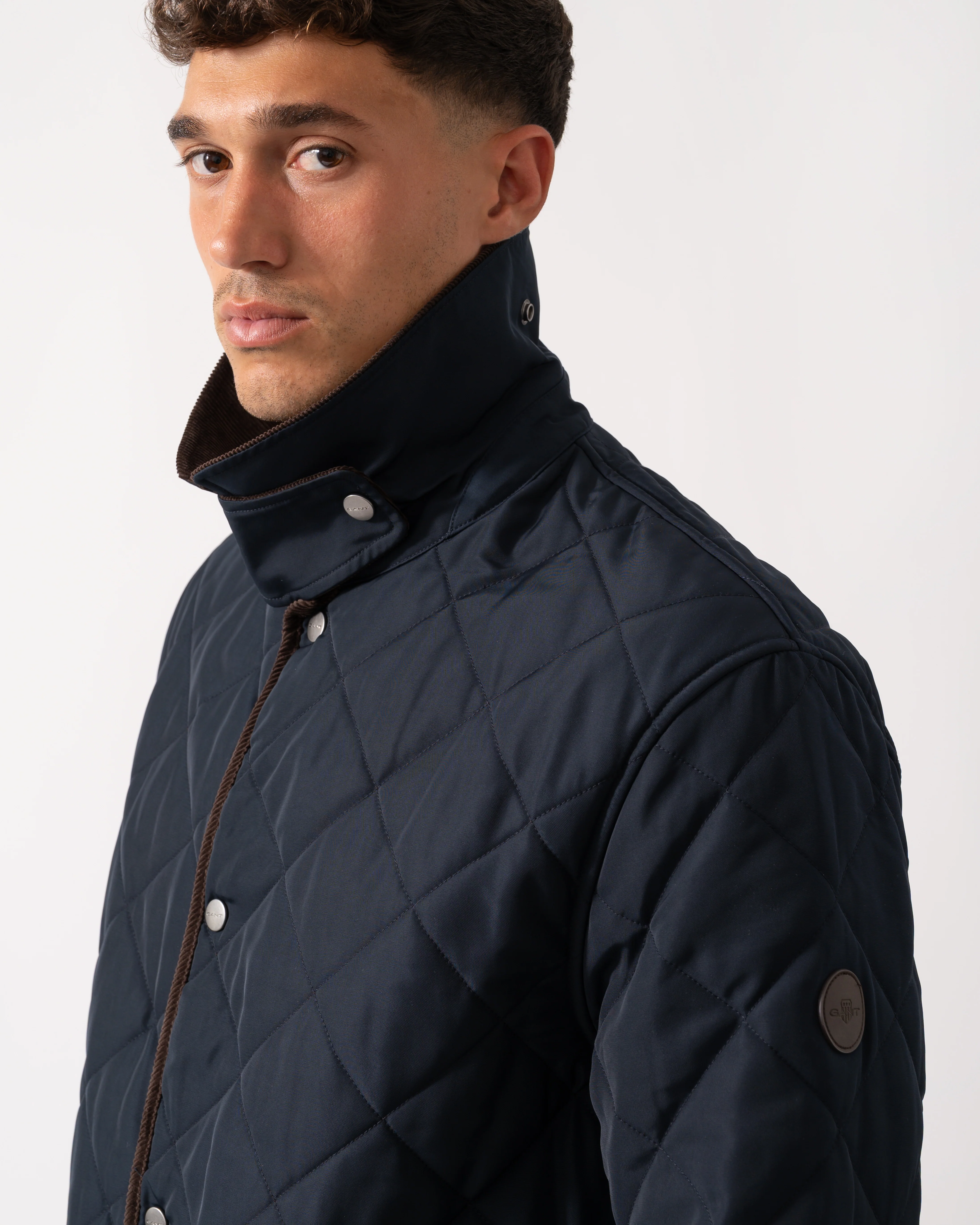 GANT Mens Diamond Quilted Fleece Jacket - 433 Evening Blue - Image 5