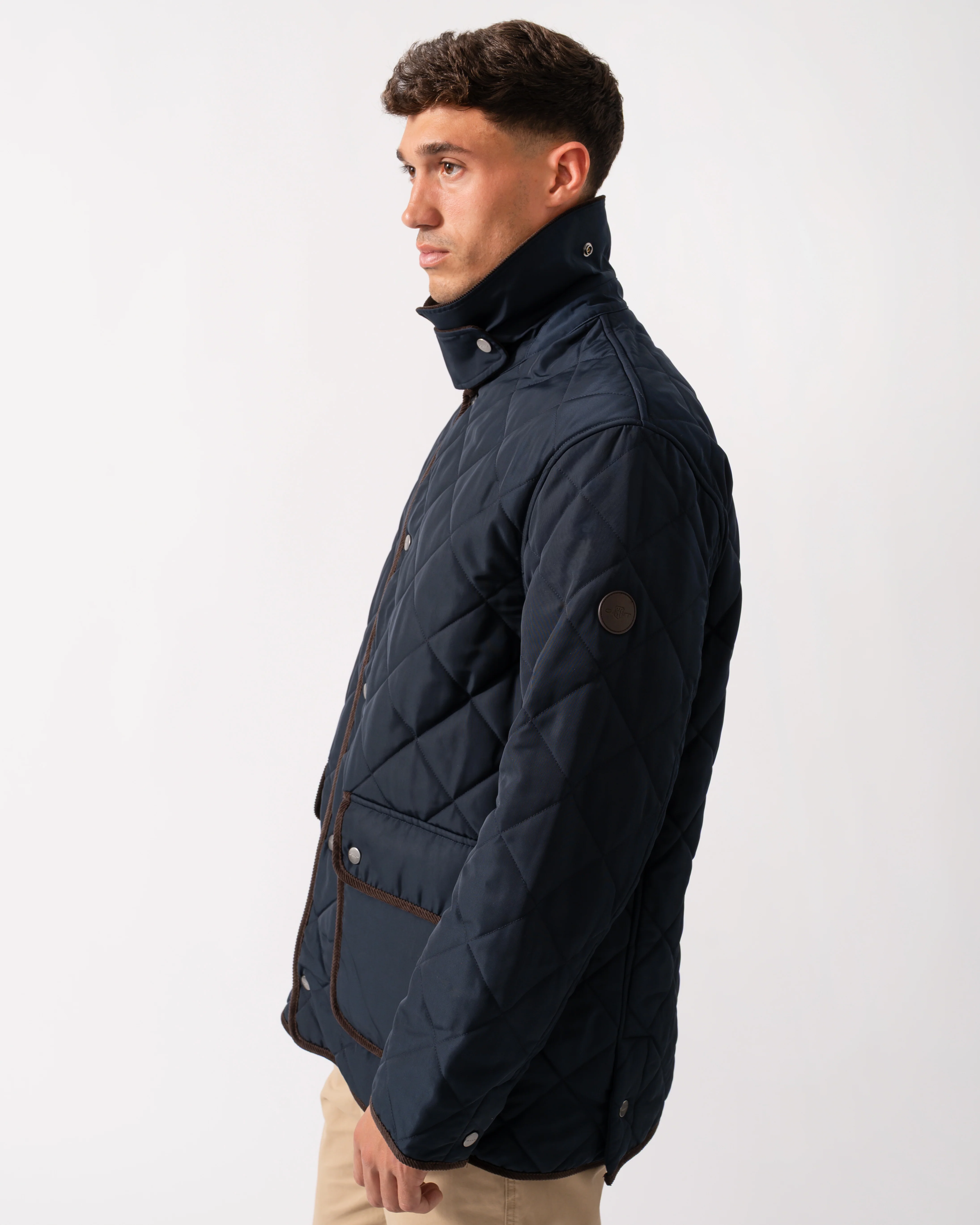 GANT Mens Diamond Quilted Fleece Jacket - 433 Evening Blue - Image 6