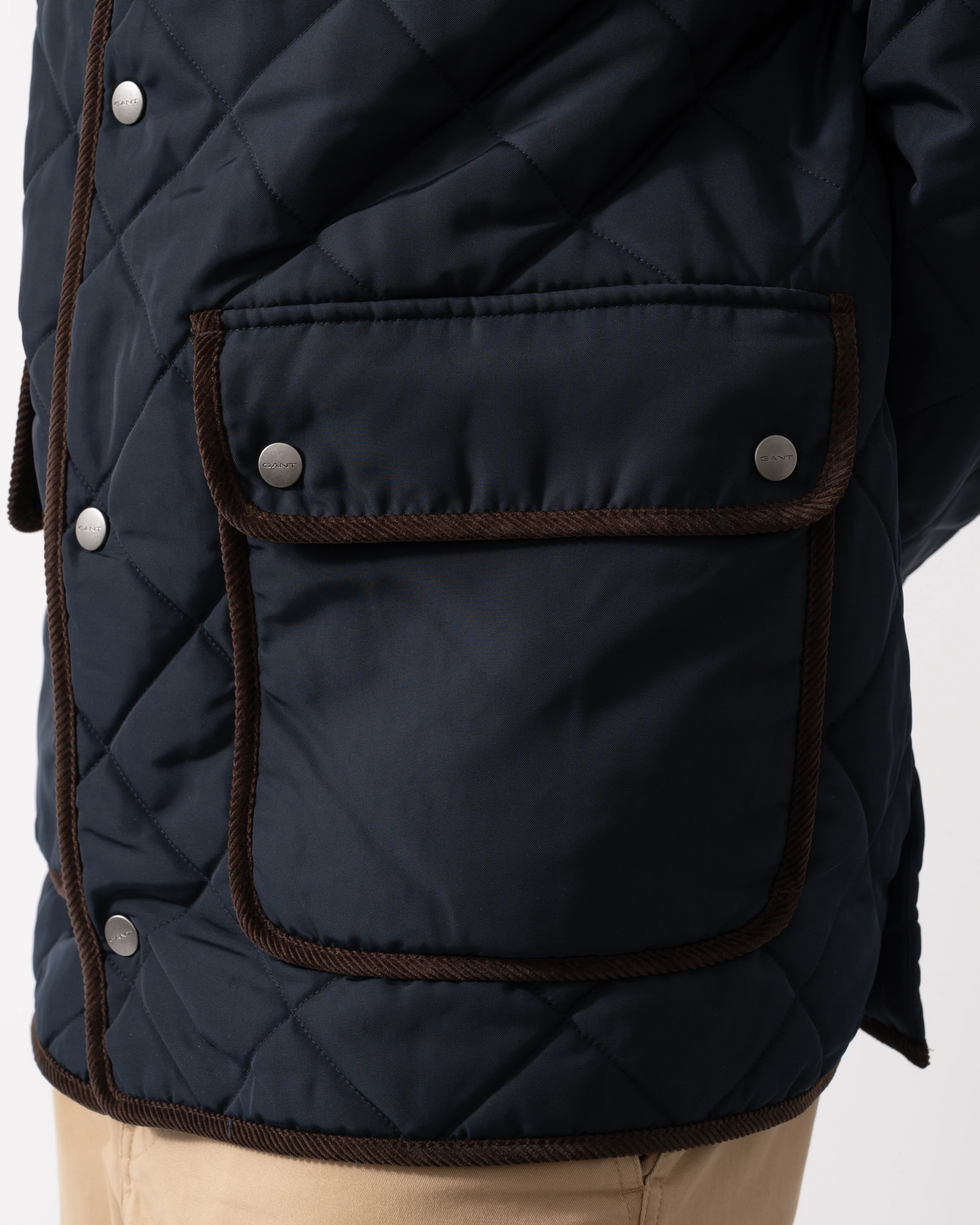 GANT Mens Diamond Quilted Fleece Jacket - 433 Evening Blue - Image 7