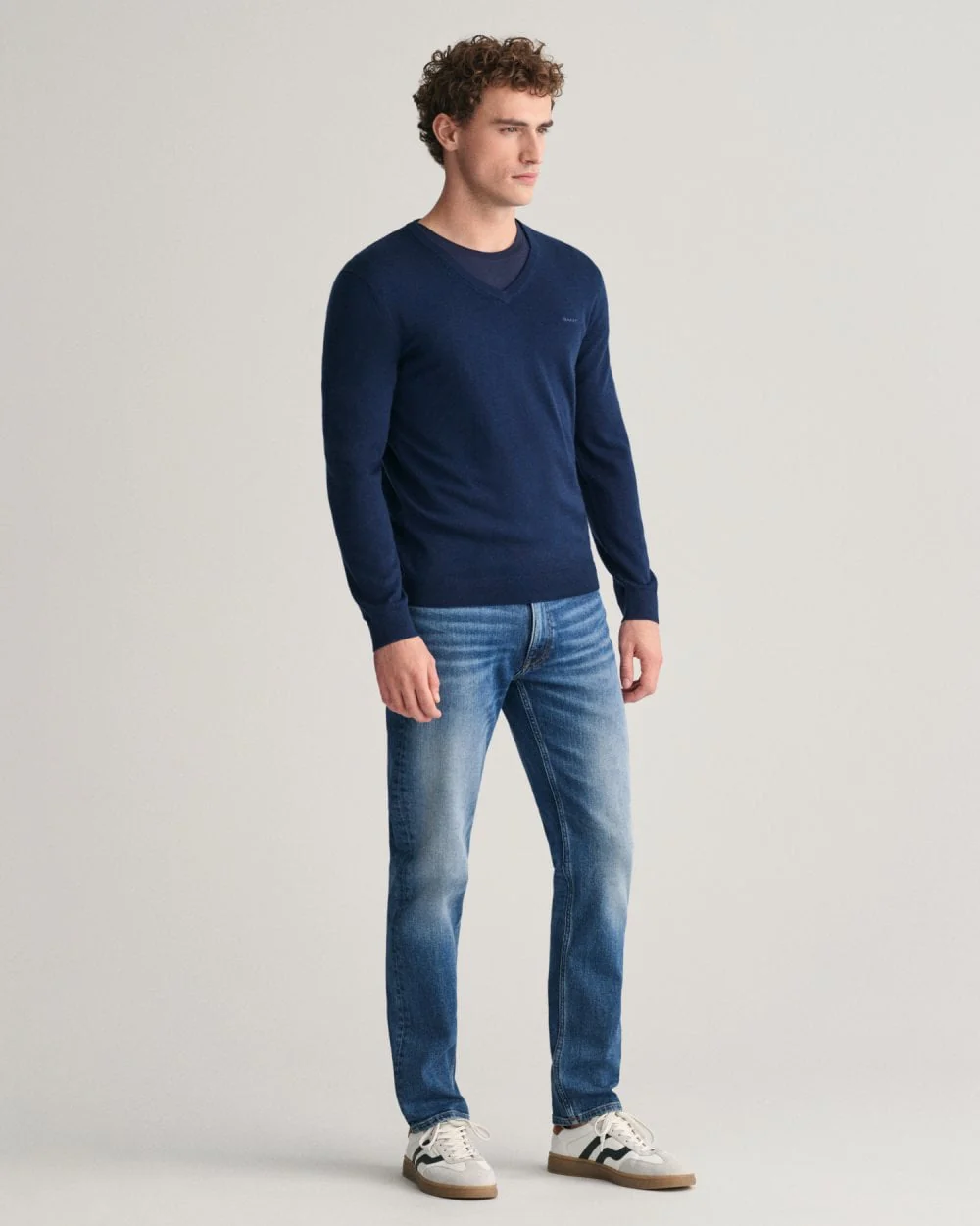 GANT Mens Extrafine Merino Wool V-Neck Jumper - Image 3