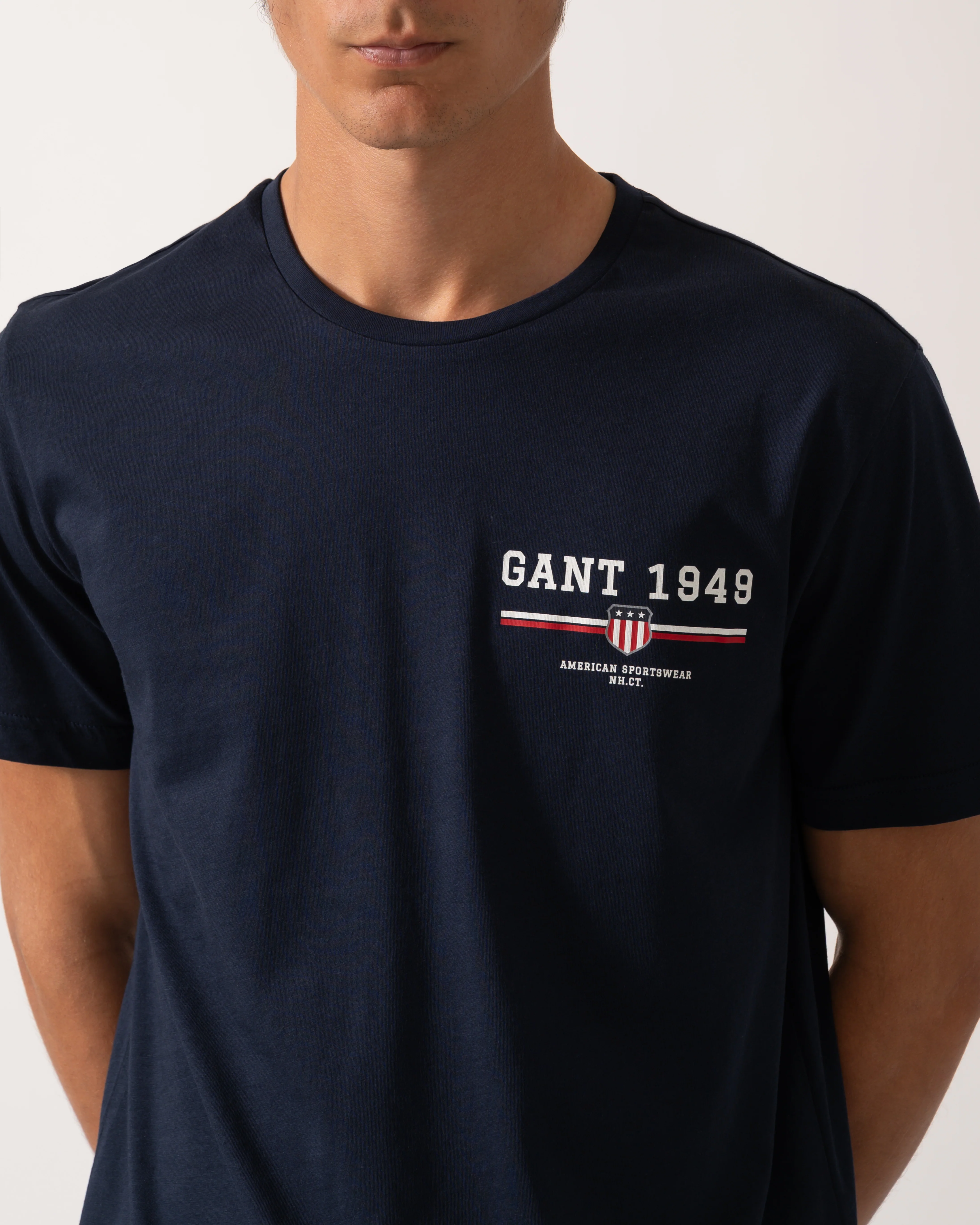 GANT Mens Graphic Short Sleeve T-Shirt - 433 Evening Blue - Image 2