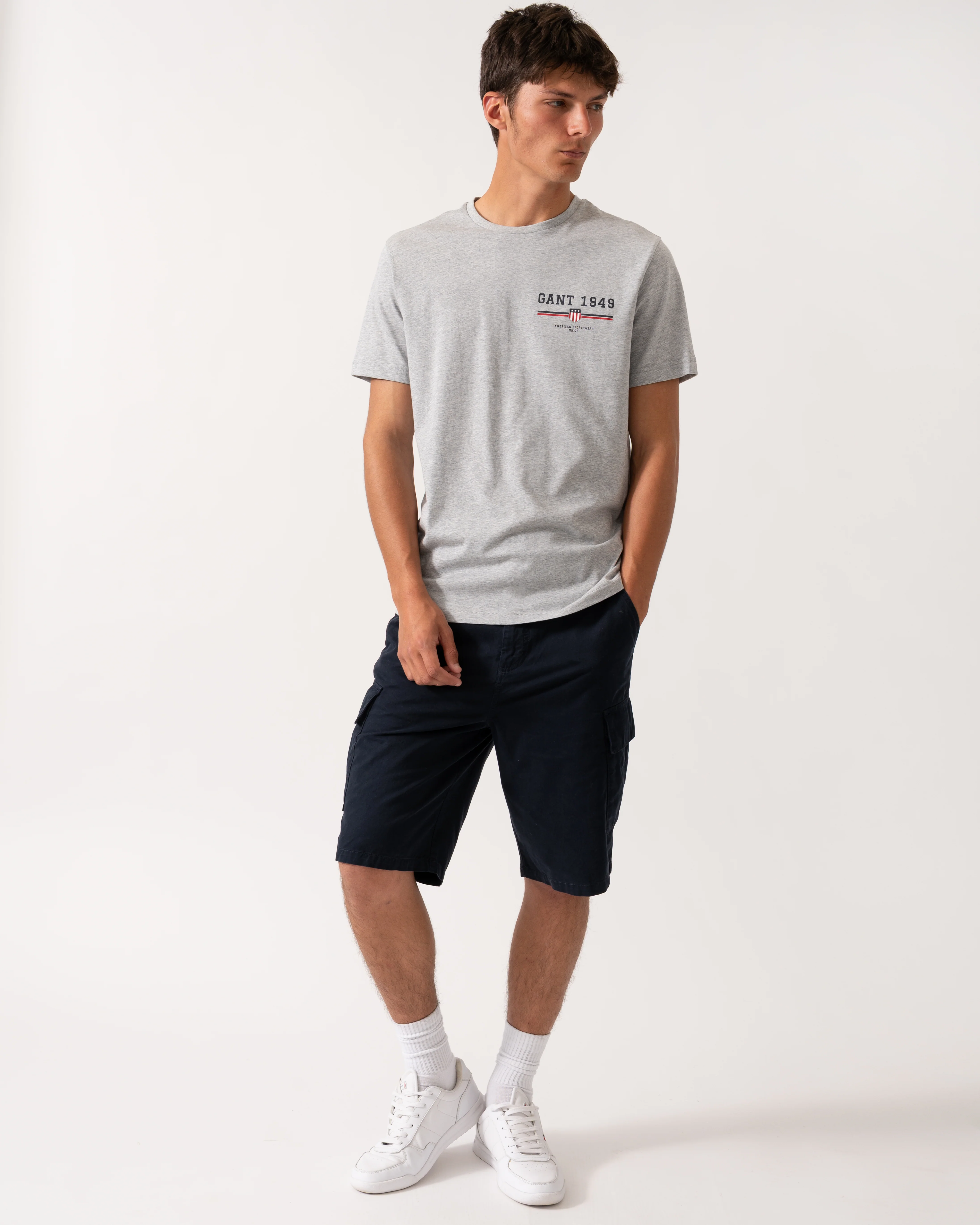 GANT Mens Graphic Short Sleeve T-Shirt - 93 Grey Melange - Image 3