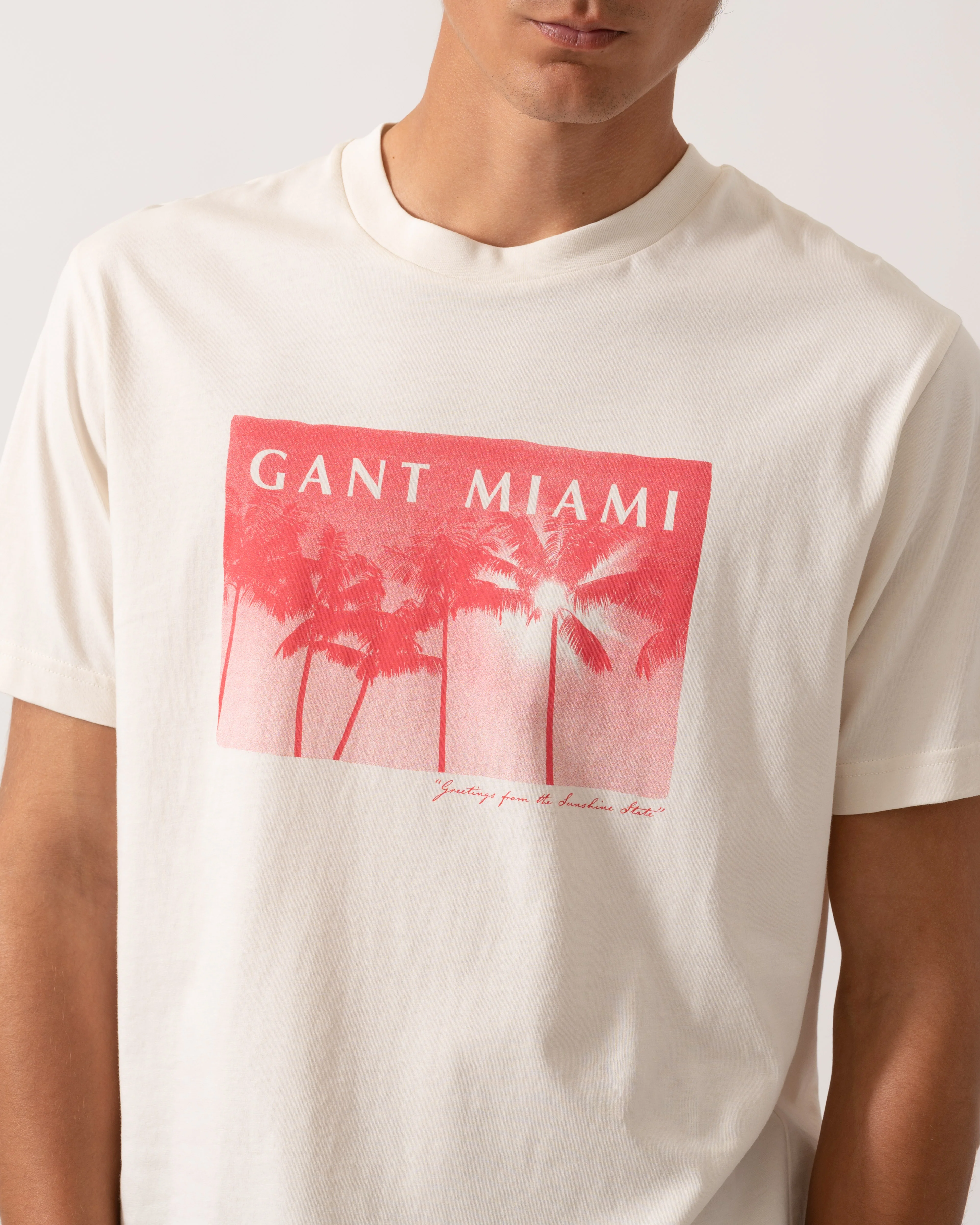 GANT Mens Graphic T-Shirt - 130 Cream - Image 3