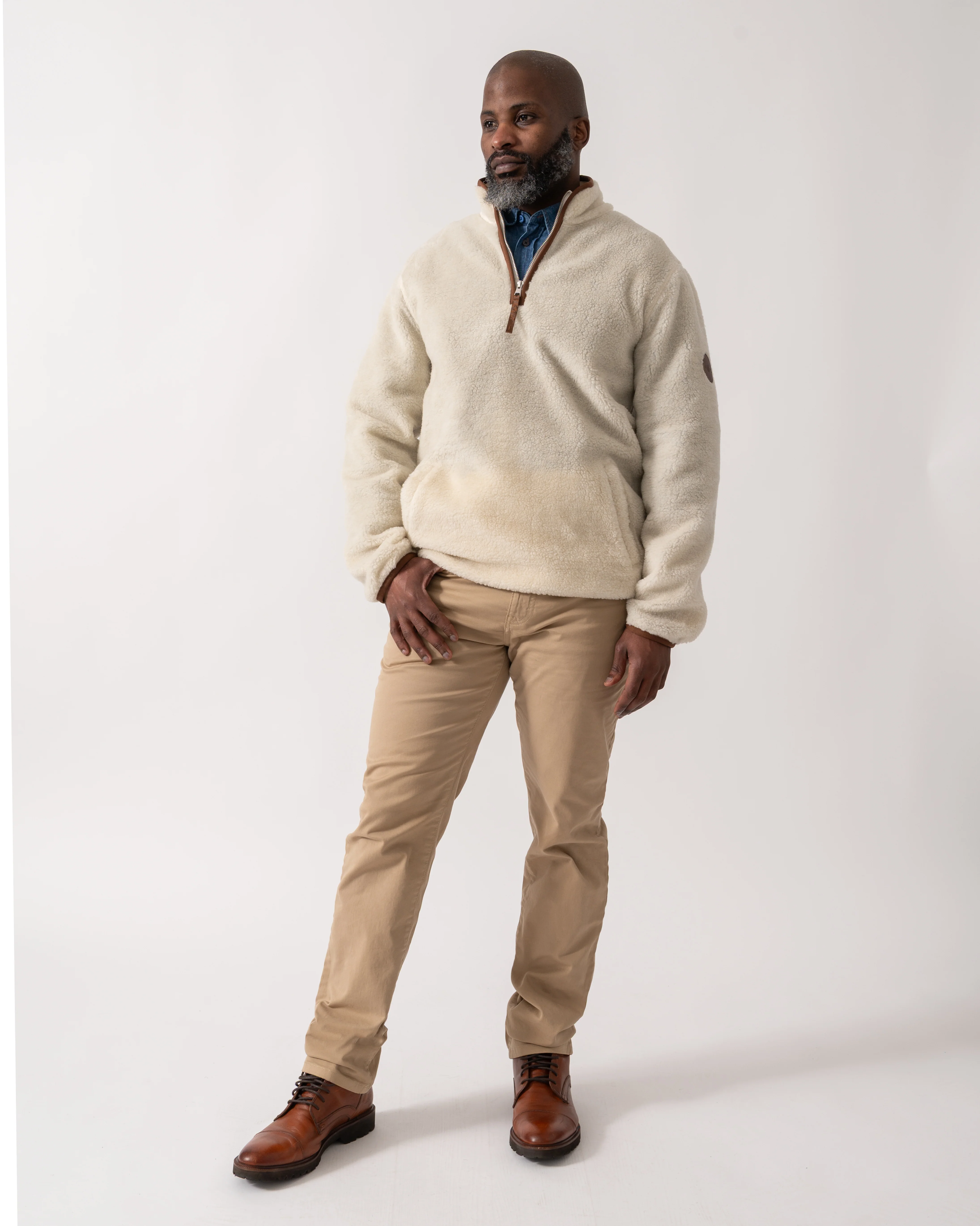 GANT Mens Half Zip Fleece - 130 Cream - Image 2