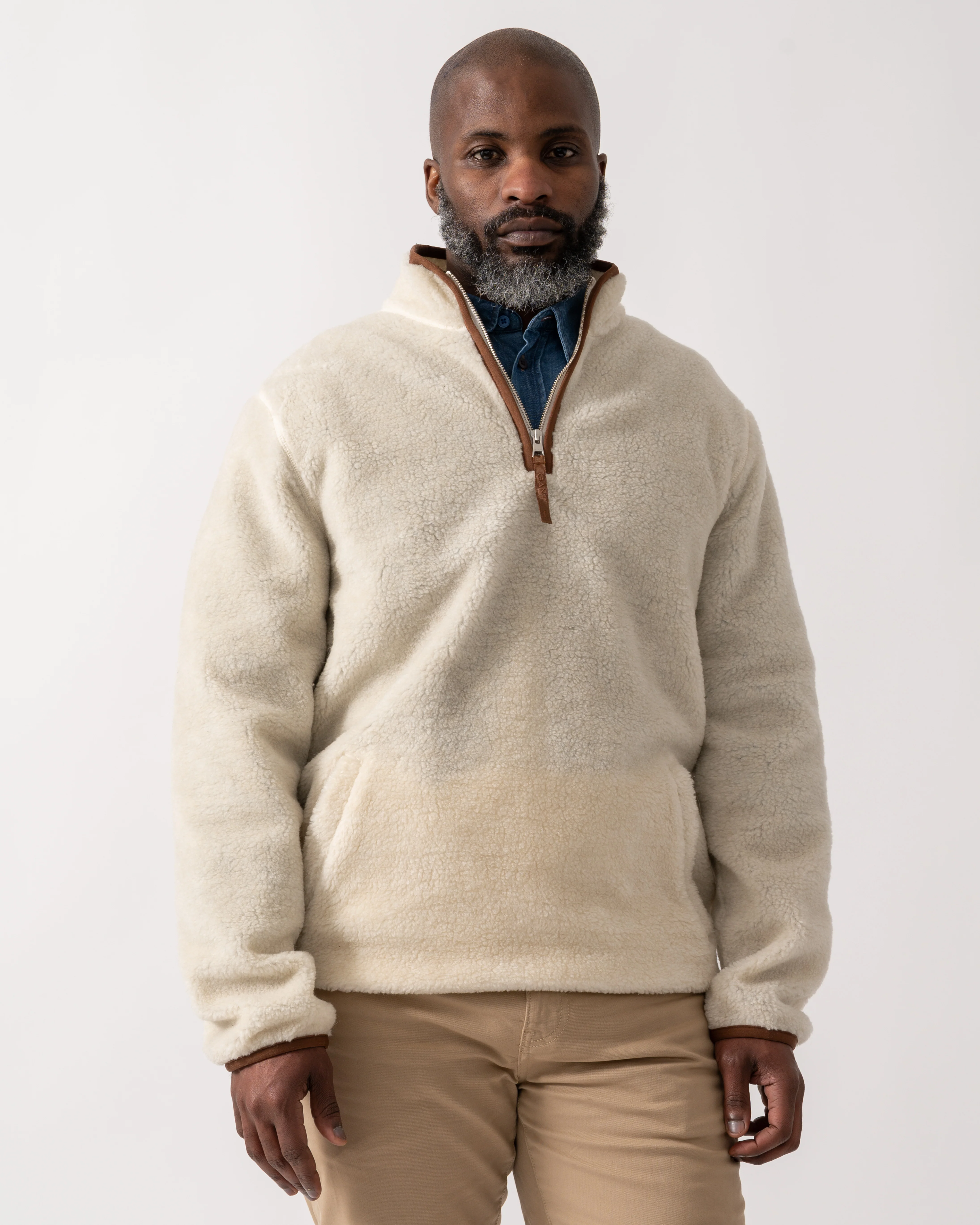 GANT Mens Half Zip Fleece - 130 Cream - Image 3