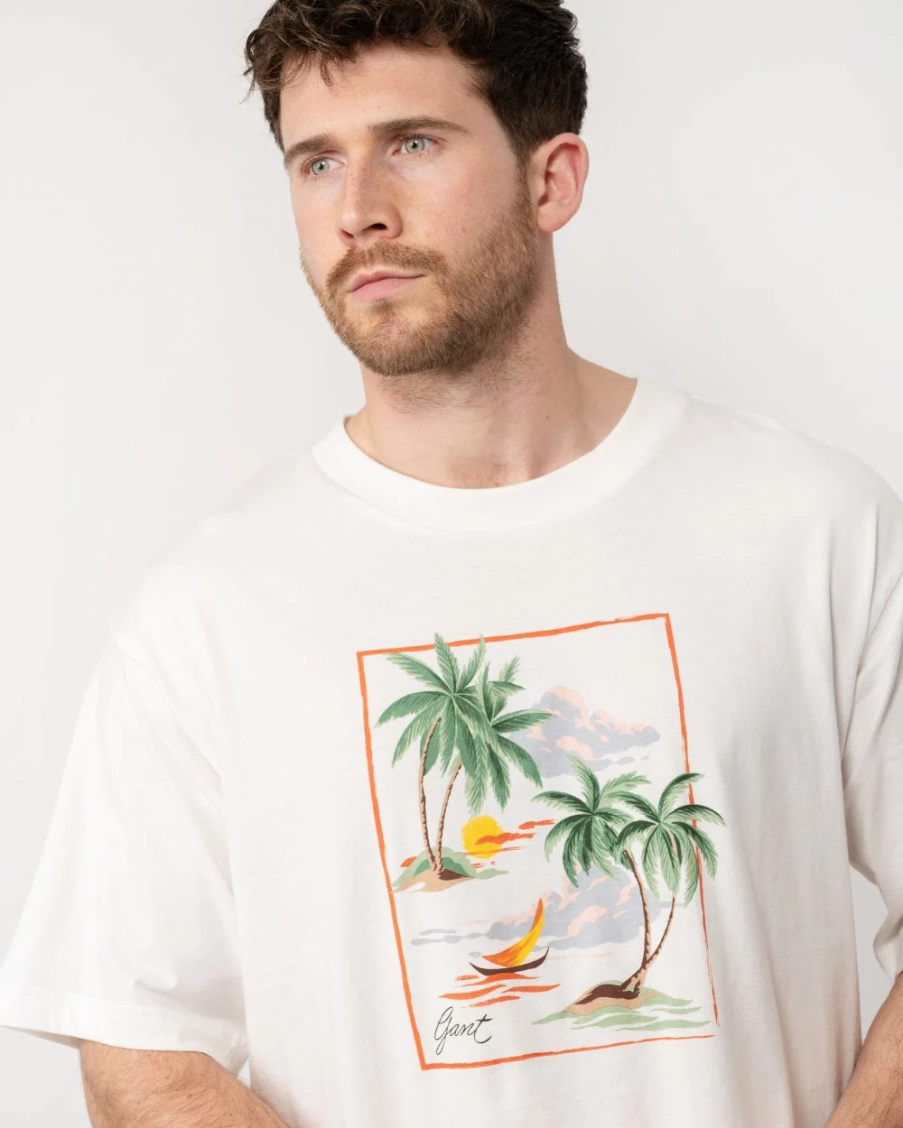 GANT Mens Hawaii Printed Graphic Short Sleeve T-Shirt - Image 2