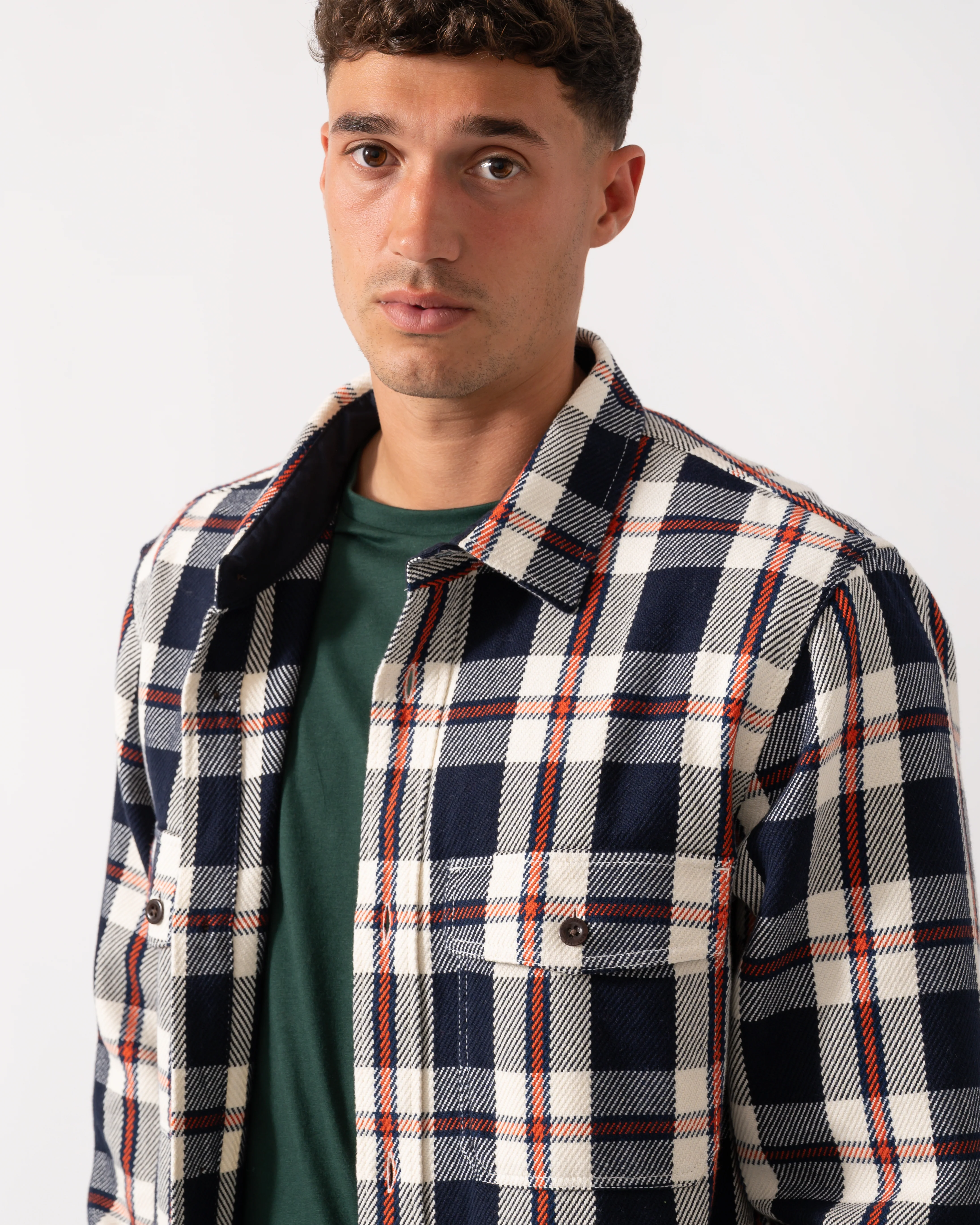GANT Mens Heavy Twill Check Overshirt - 433 Evening Blue - Image 2