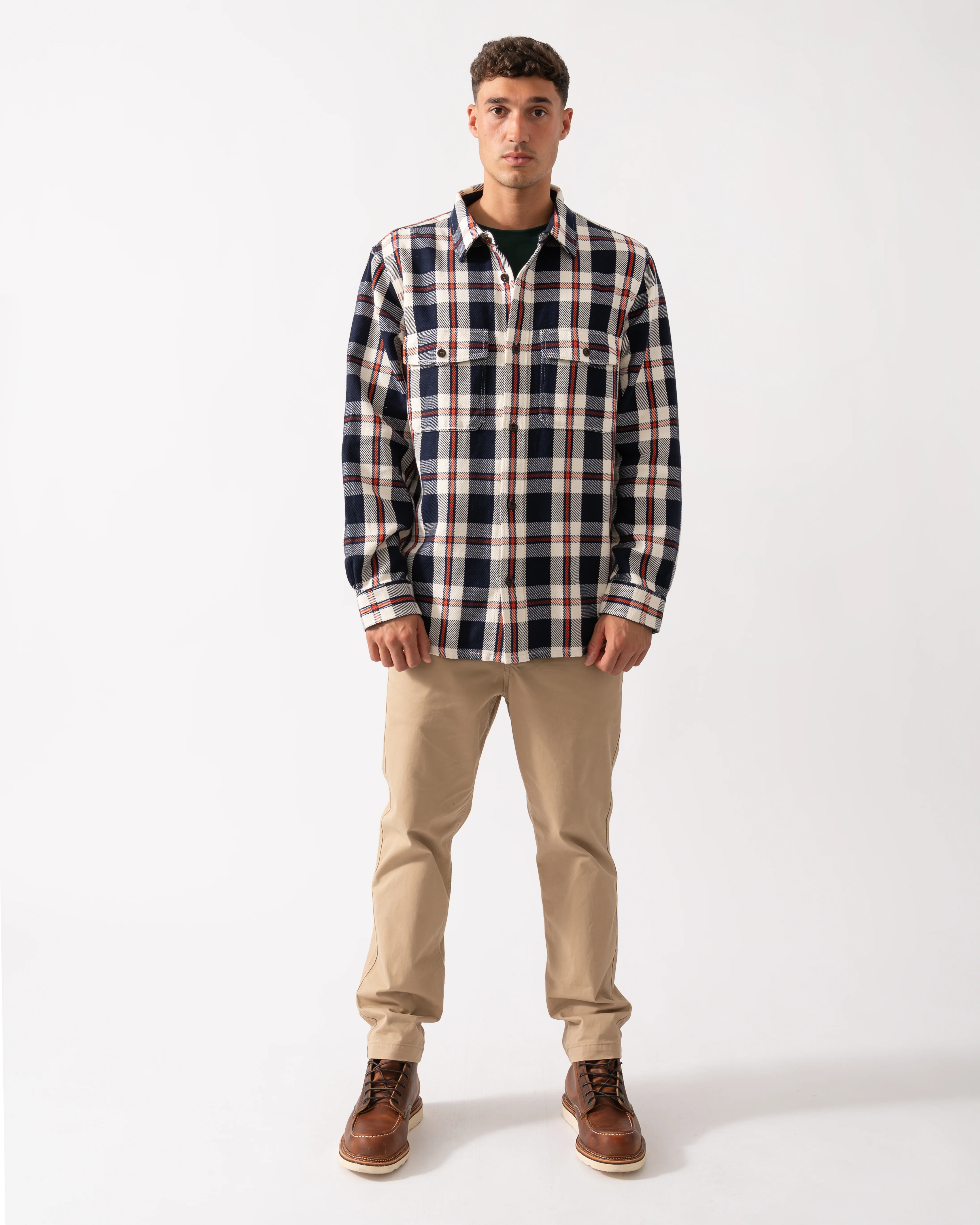 GANT Mens Heavy Twill Check Overshirt - 433 Evening Blue - Image 3
