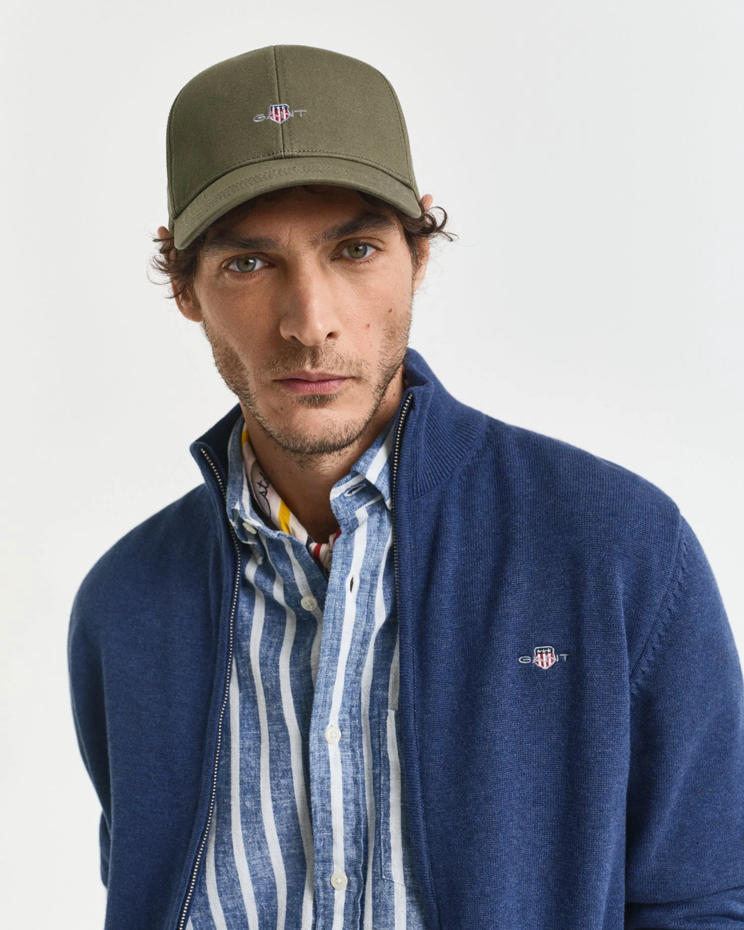 GANT Mens High Shield Cotton Twill Cap - 303 Moss Green - Image 2