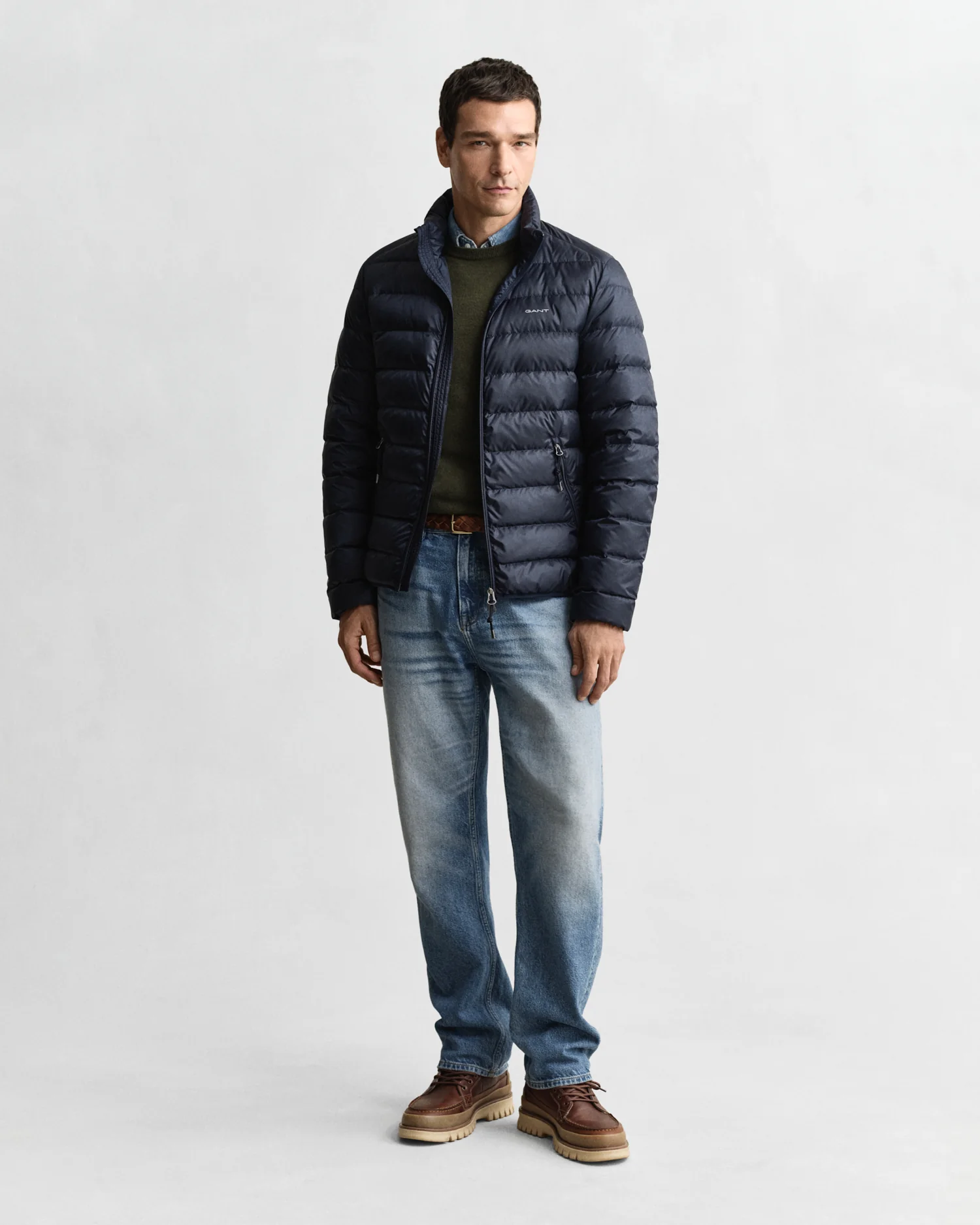 GANT Mens Light Down Padded Jacket - 433 Evening Blue - Image 2