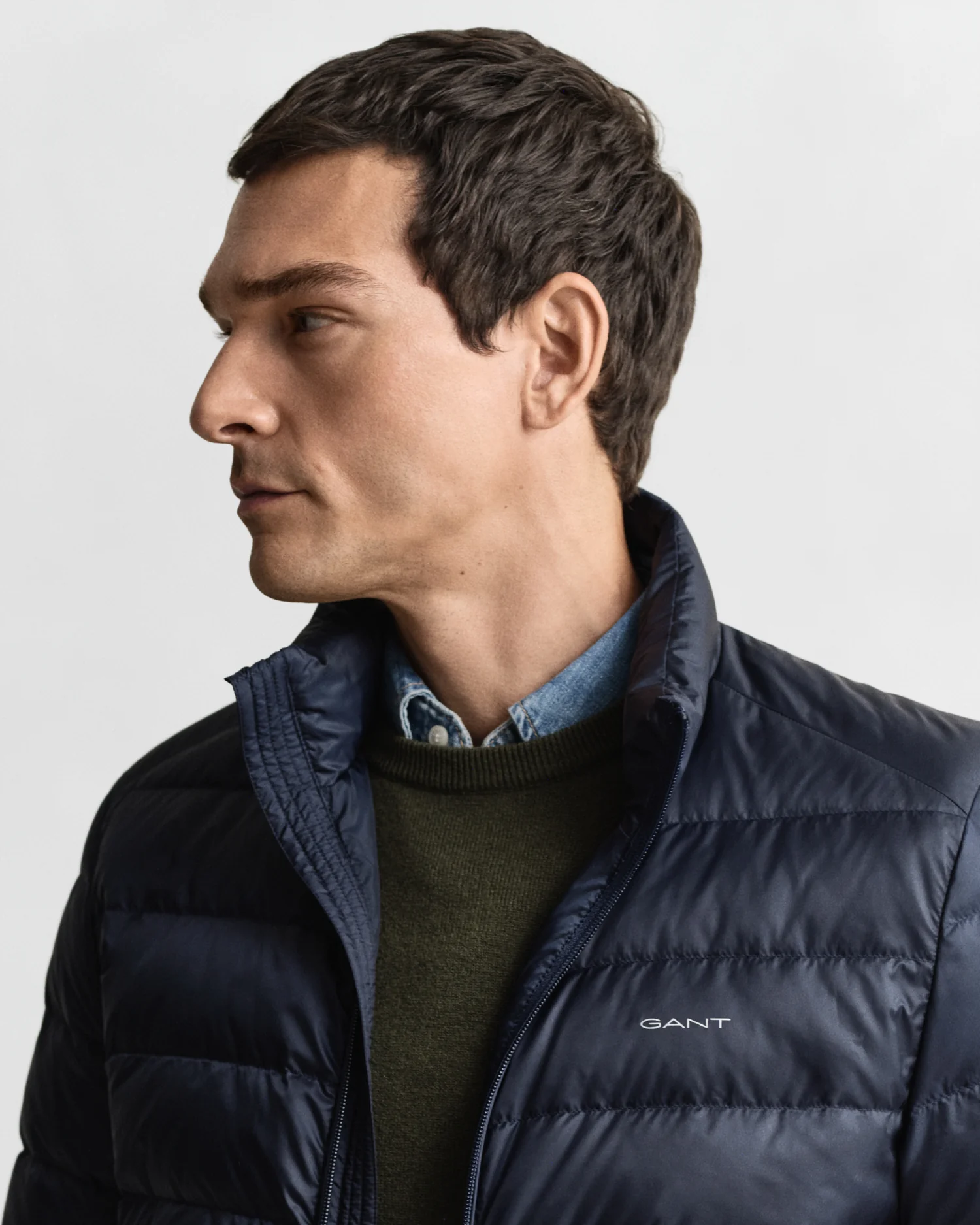 GANT Mens Light Down Padded Jacket - 433 Evening Blue - Image 3