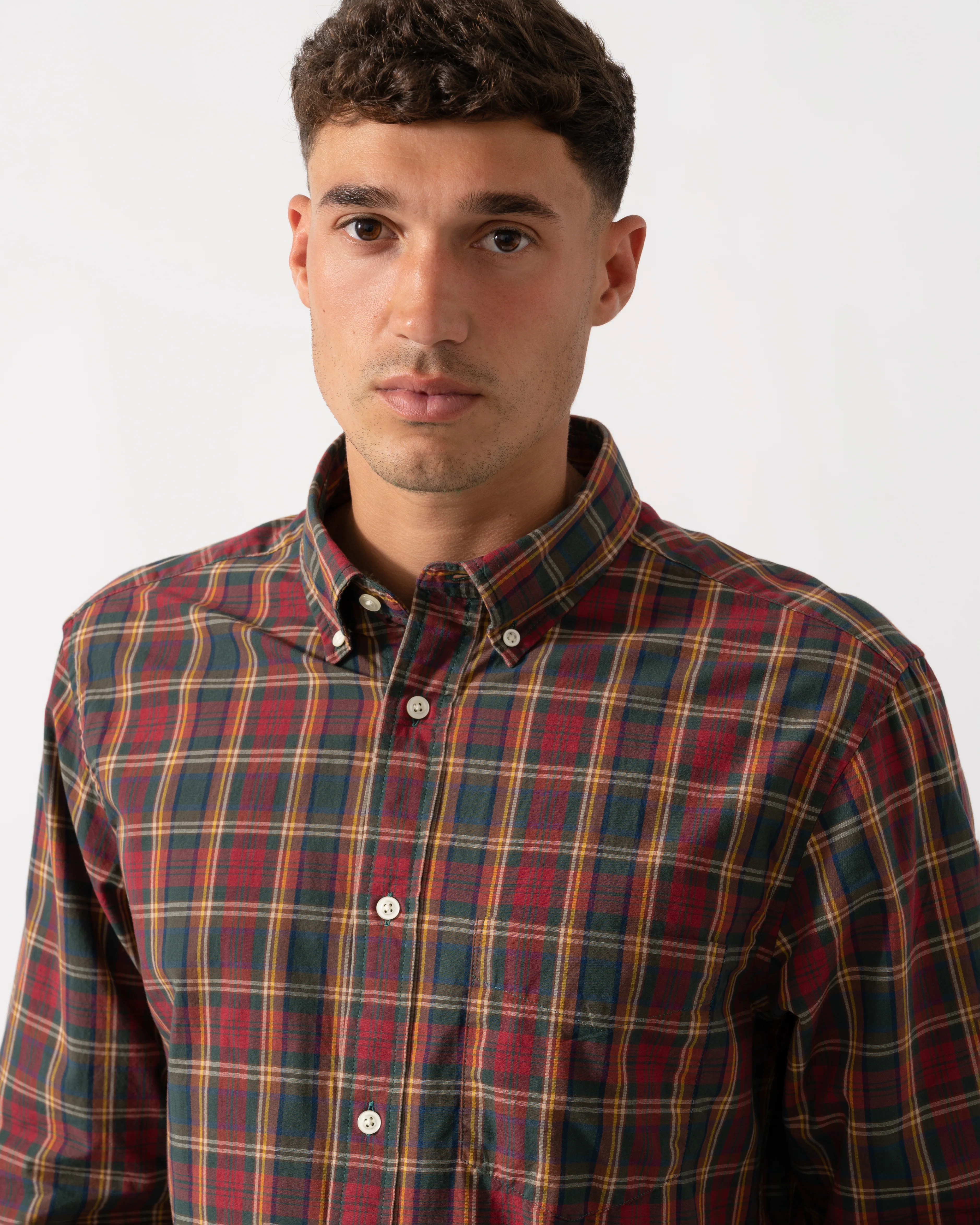 GANT Mens Long Sleeve Archive Poplin Check Shirt - 604 Plumped Red - Image 2