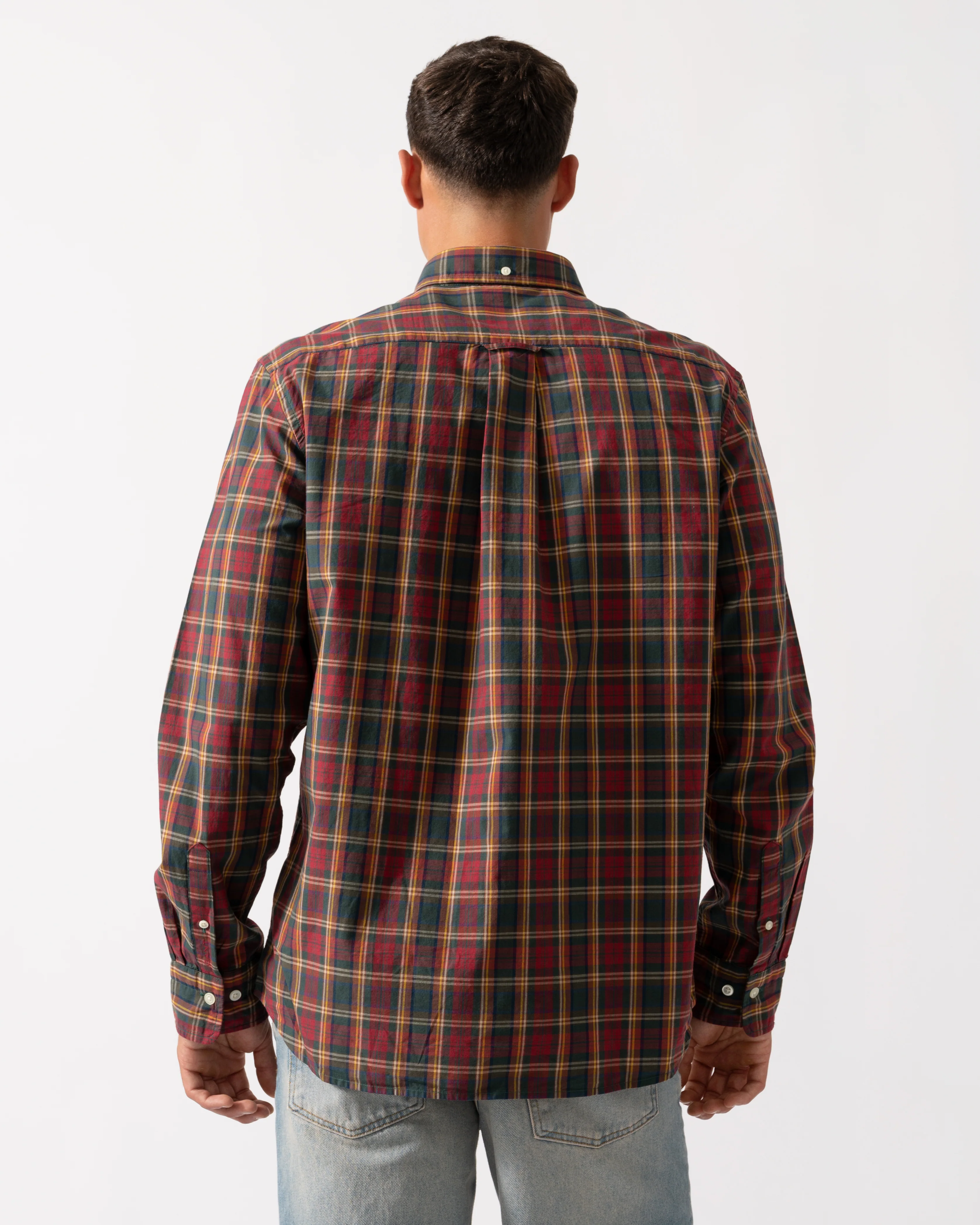 GANT Mens Long Sleeve Archive Poplin Check Shirt - 604 Plumped Red - Image 4