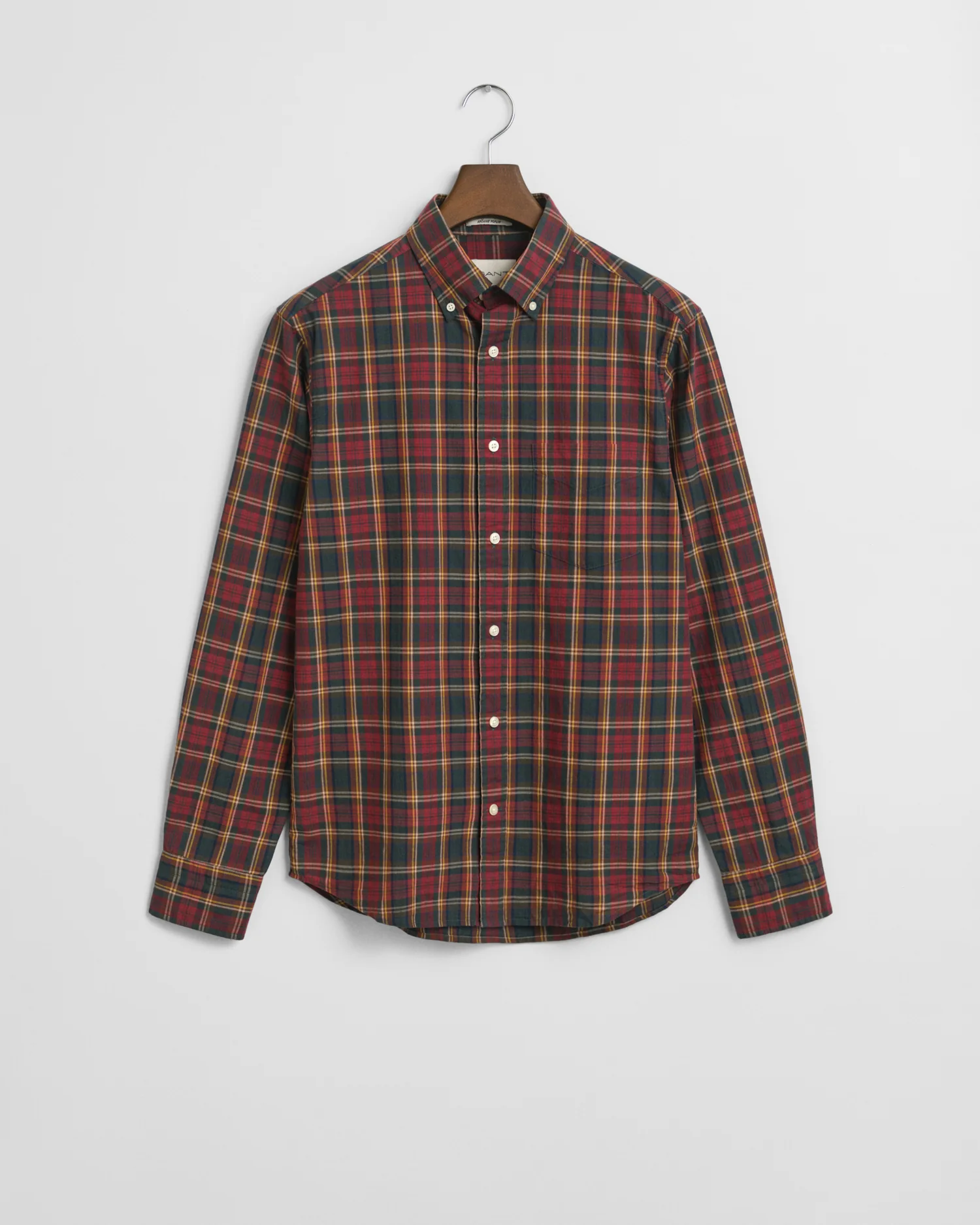 GANT Mens Long Sleeve Archive Poplin Check Shirt - 604 Plumped Red - Image 5