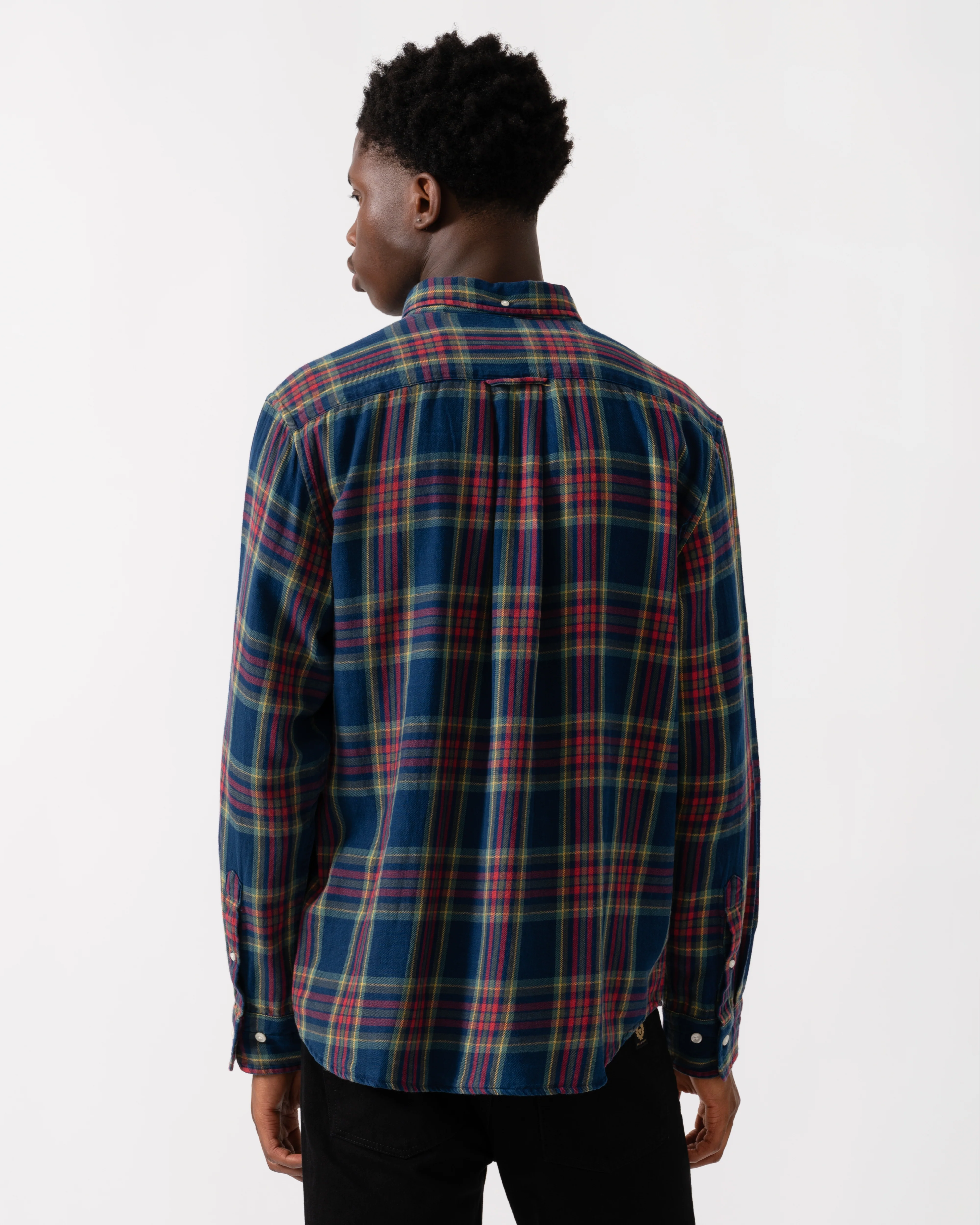 GANT Mens Long Sleeve Indigo Twill Check Shirt - 969 Indigo - Image 5