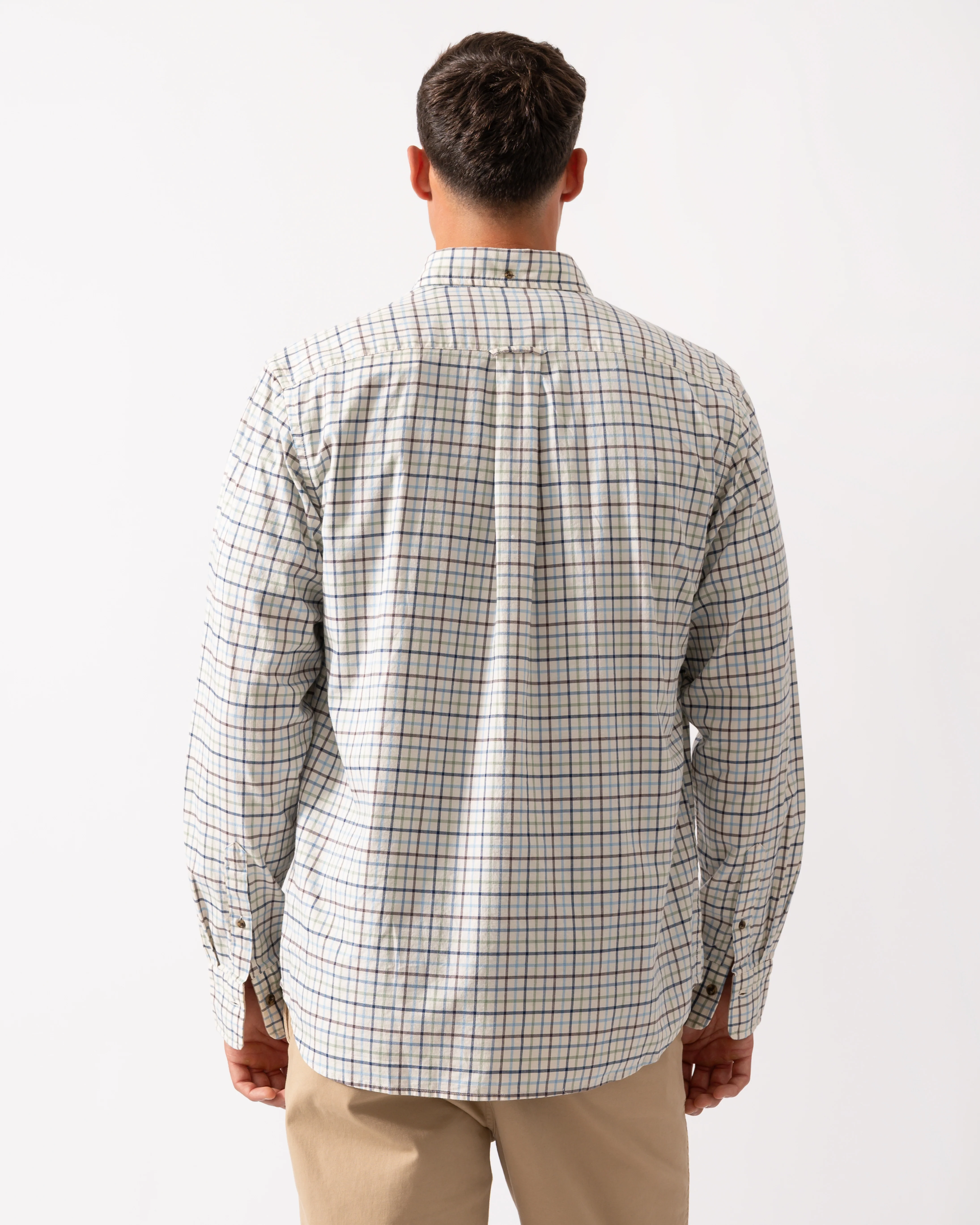 GANT Mens Long Sleeve Twill Check Shirt - 427 Clear Sky - Image 4