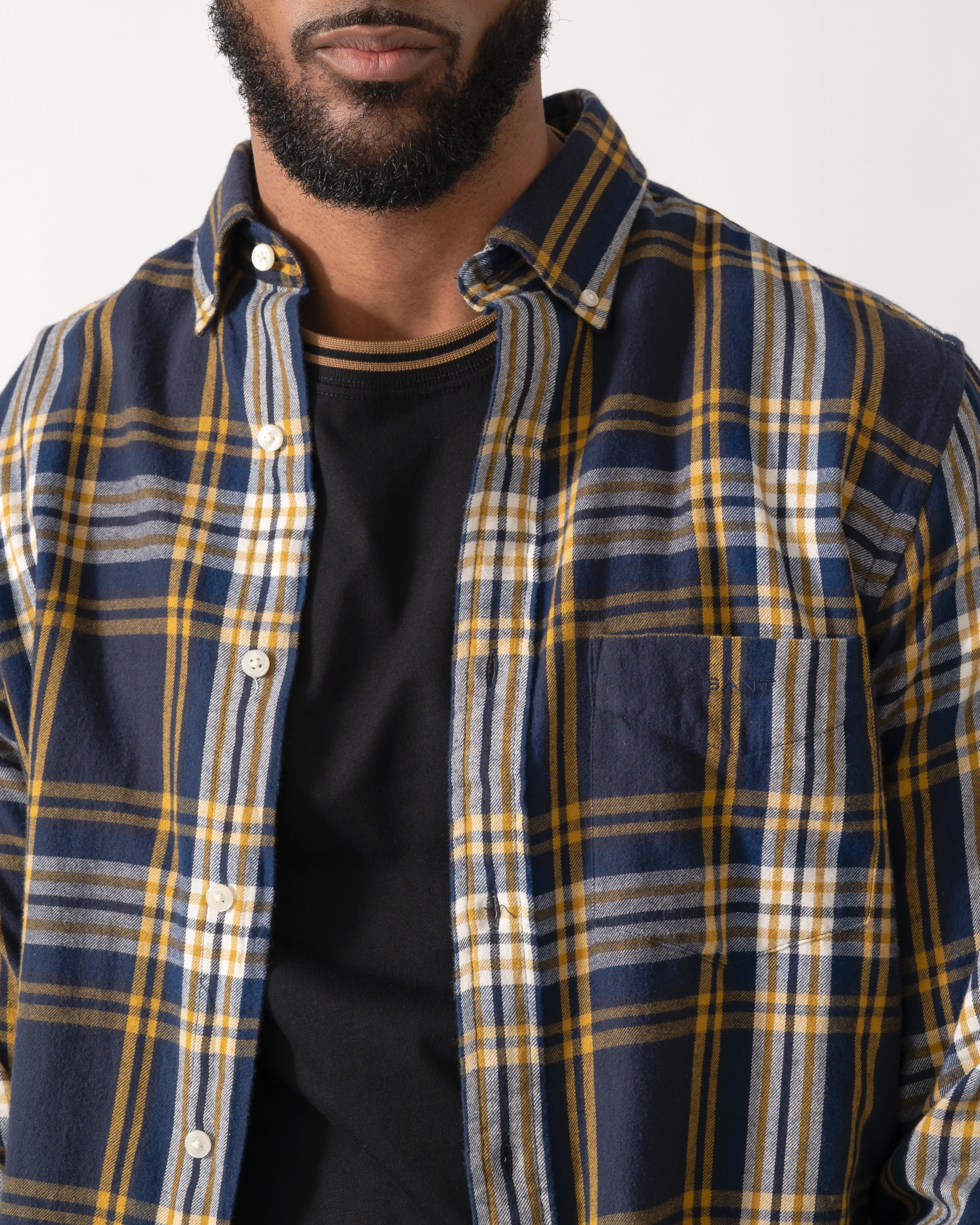 GANT Mens Long Sleeve Windblown Flannel Large Check Shirt - 433 Evening Blue - Image 3