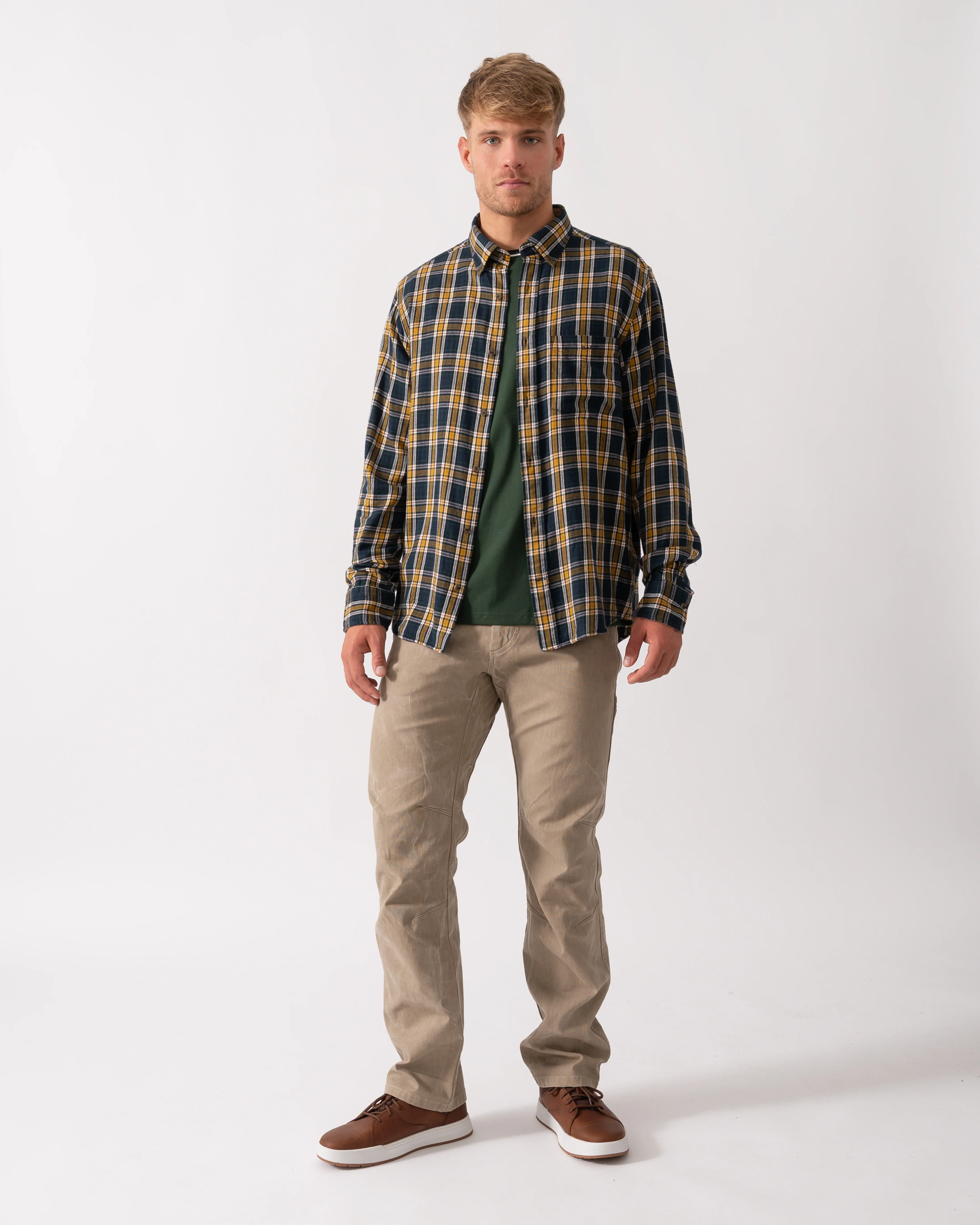 GANT Mens Long Sleeve Windblown Flannel Small Check Shirt - 433 Evening Blue - Image 2