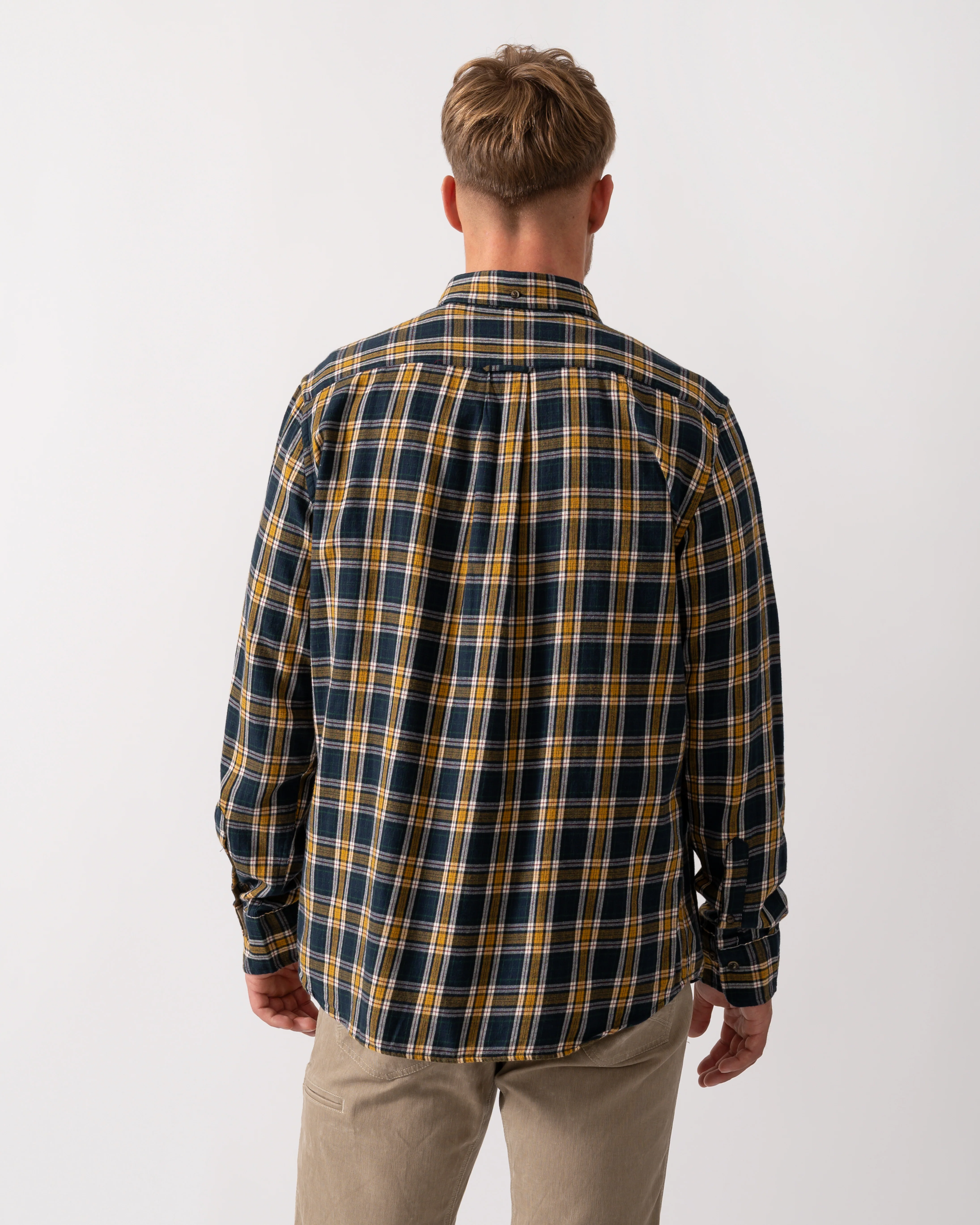 GANT Mens Long Sleeve Windblown Flannel Small Check Shirt - 433 Evening Blue - Image 4