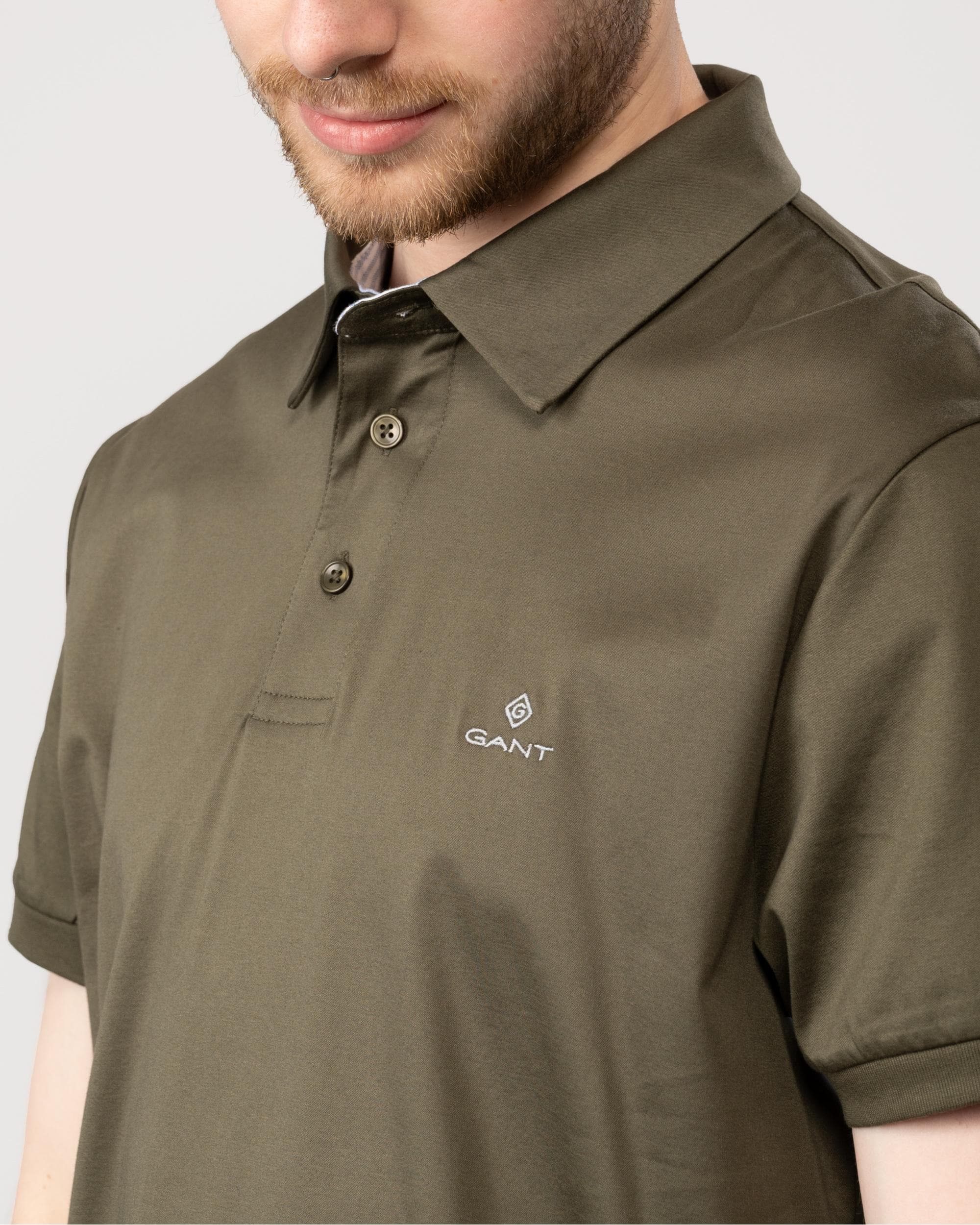 GANT Mens Mercerized Jersey Short Sleeve Rugger - 301 Racing Green - Image 2