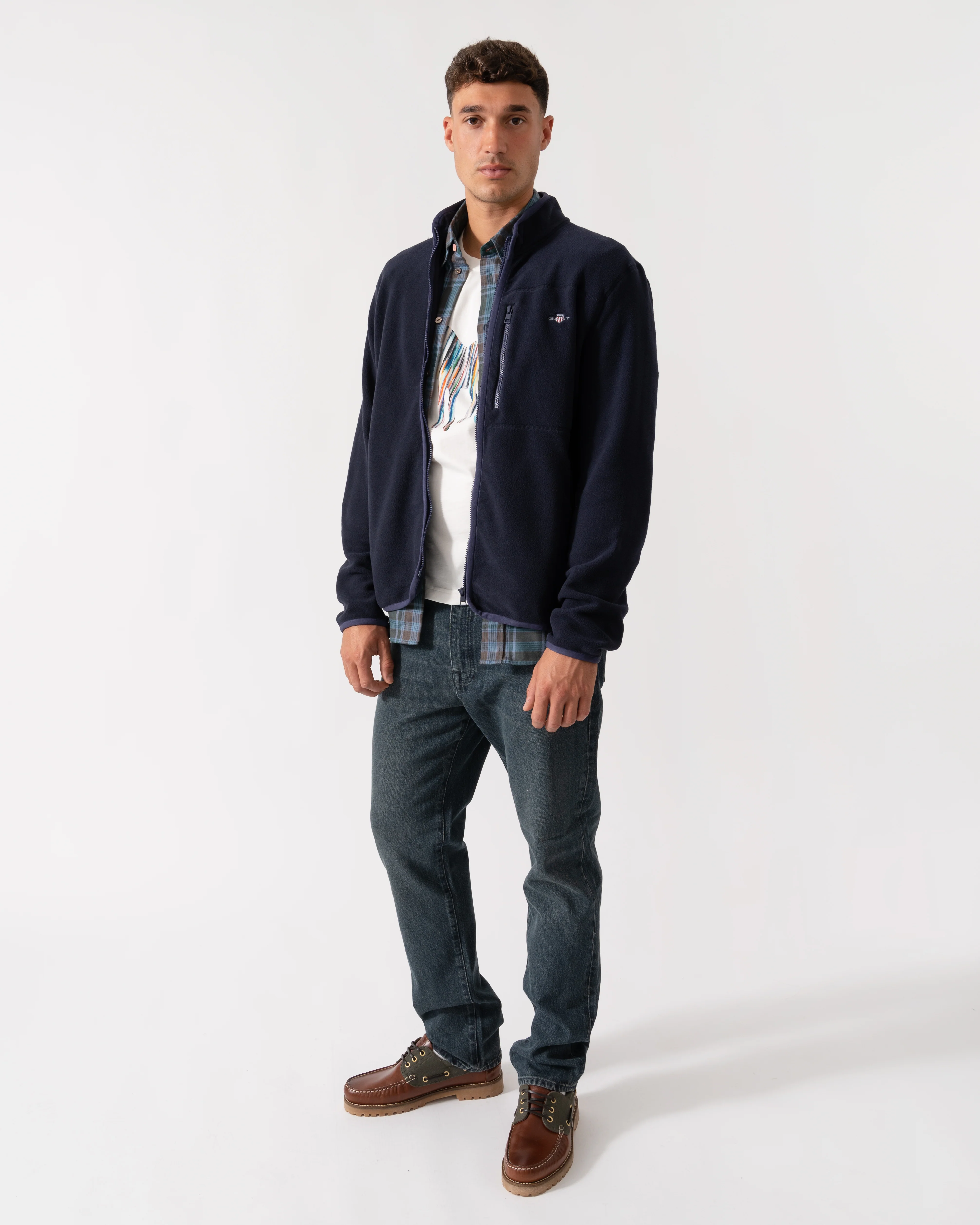 GANT Mens Micro Fleece Jacket - 433 Evening Blue - Image 2