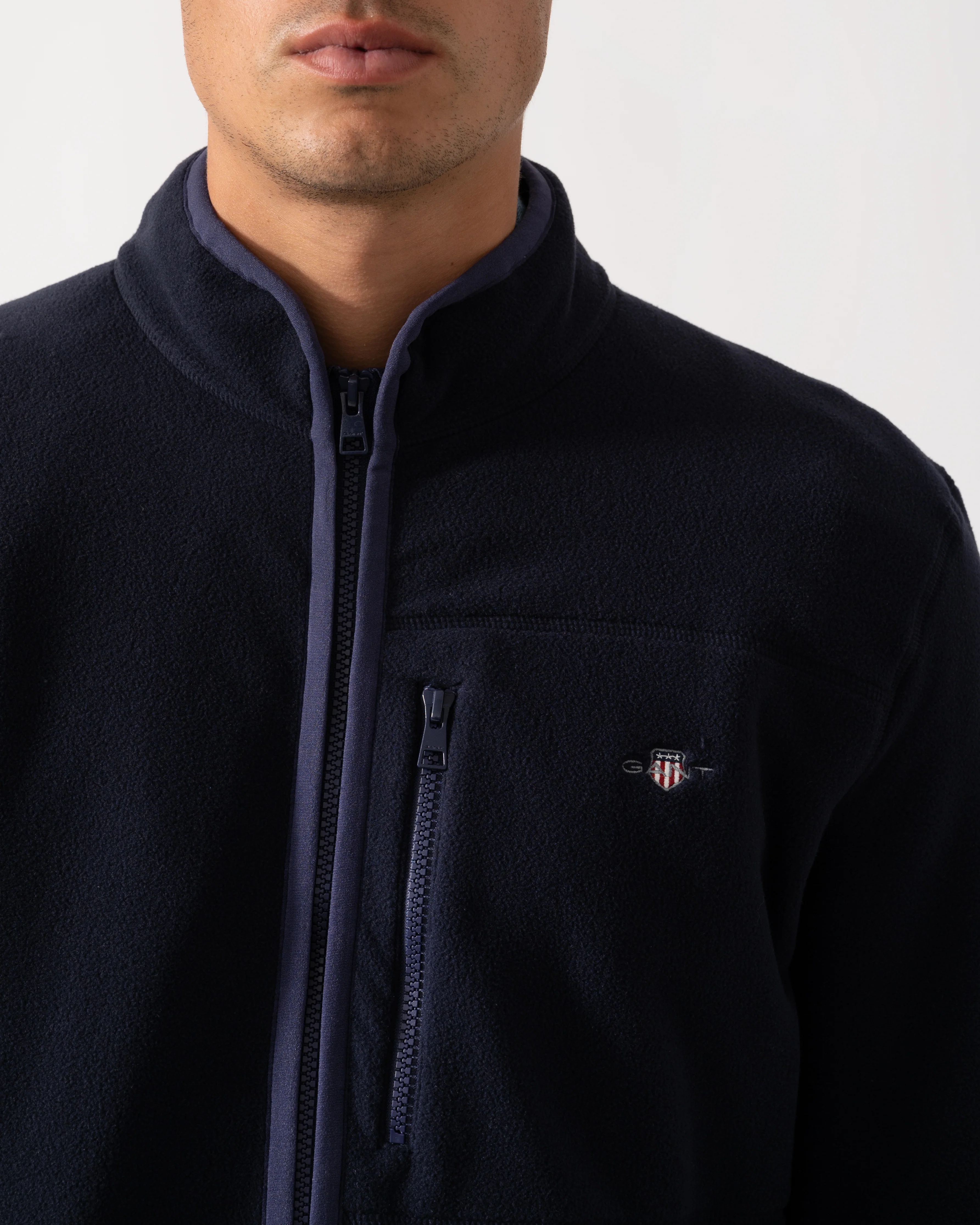 GANT Mens Micro Fleece Jacket - 433 Evening Blue - Image 3