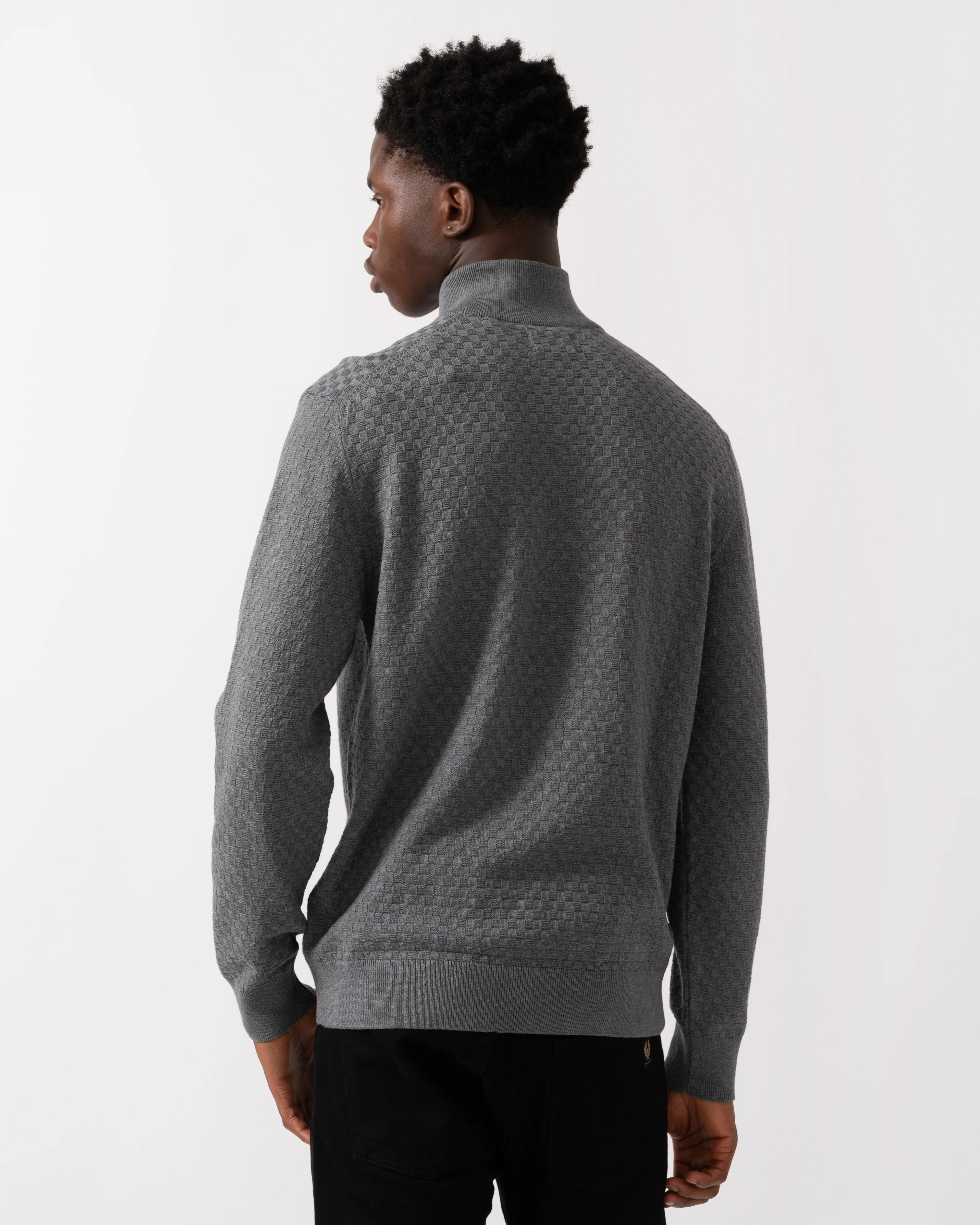 GANT Mens Micro Texture Half Zip Jumper - 92 Dark Grey Melange - Image 4