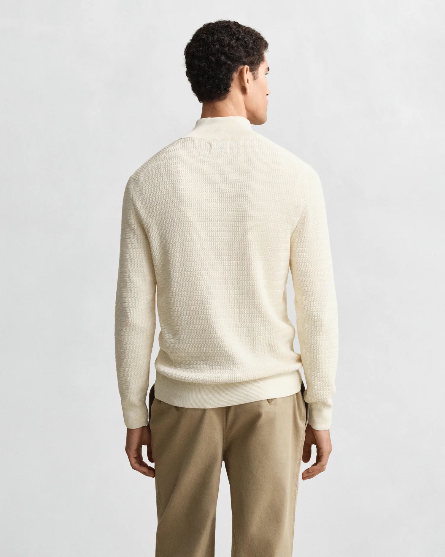 GANT Mens Mini Cable Half Zip Jumper - 130 Cream - Image 2