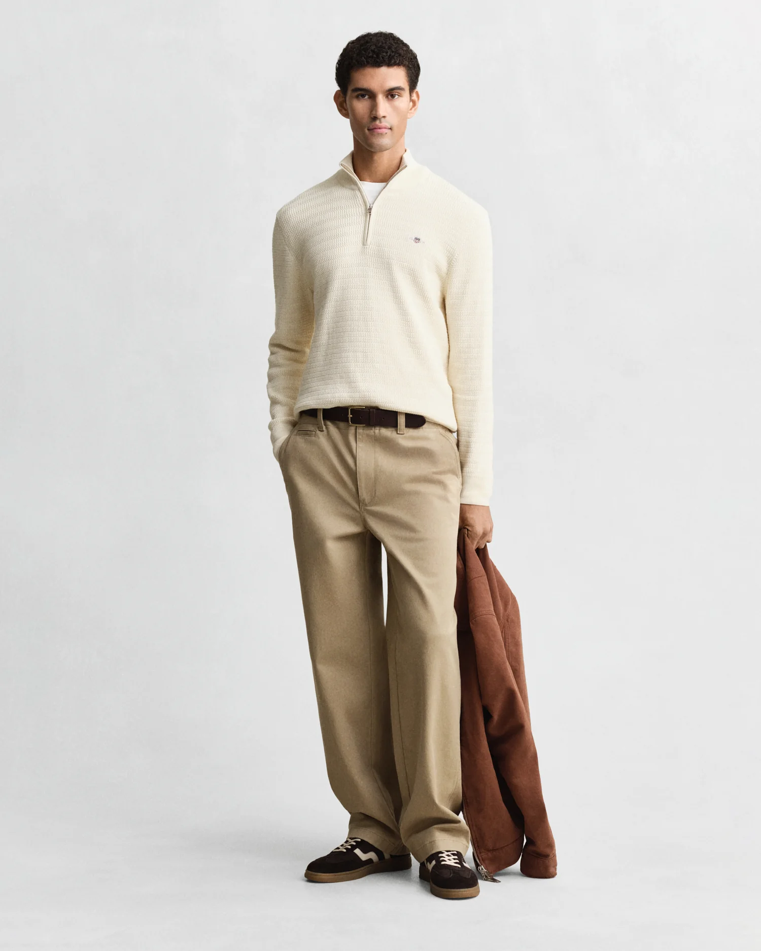 GANT Mens Mini Cable Half Zip Jumper - 130 Cream - Image 4