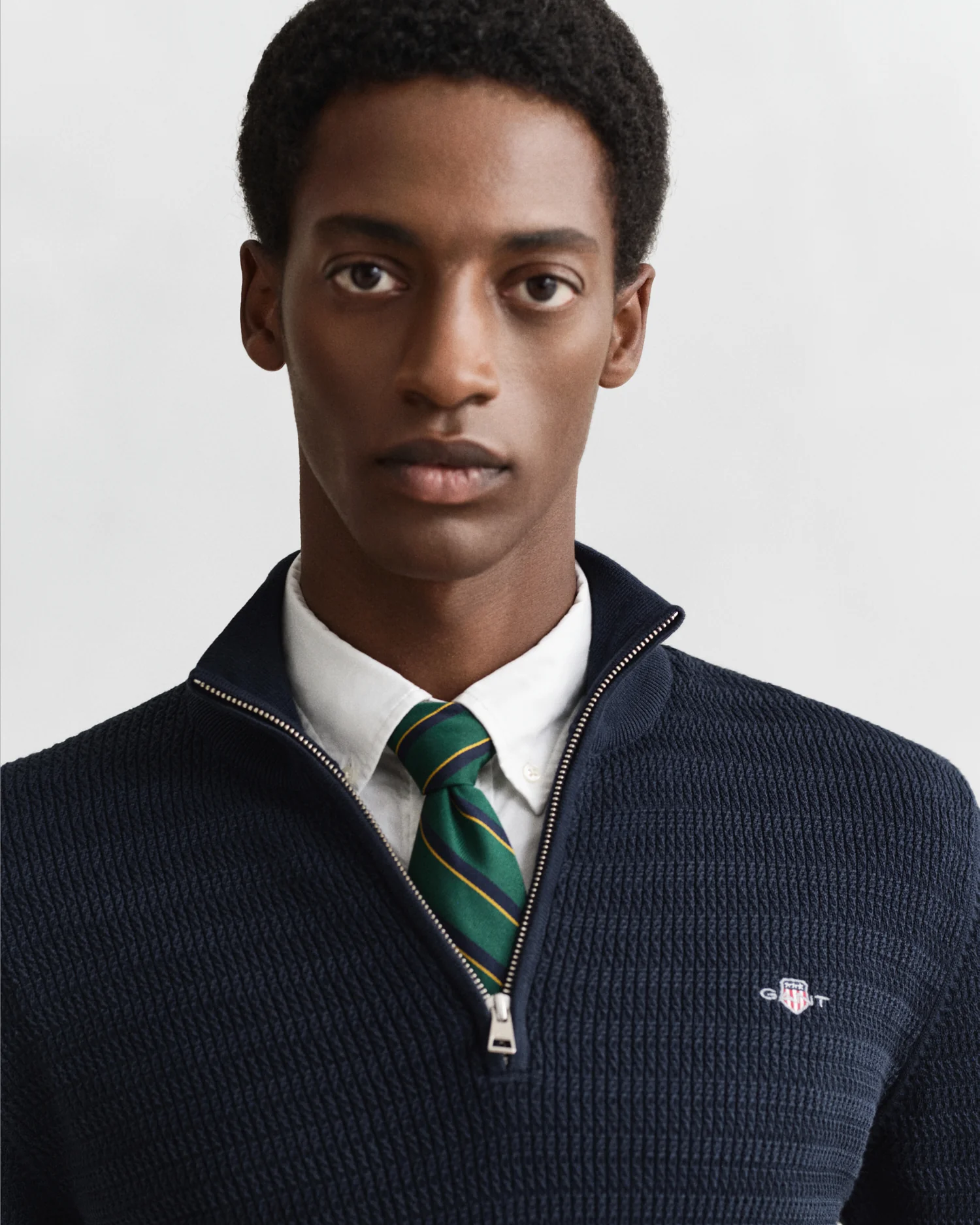 GANT Mens Mini Cable Half Zip Jumper - 433 Evening Blue - Image 2