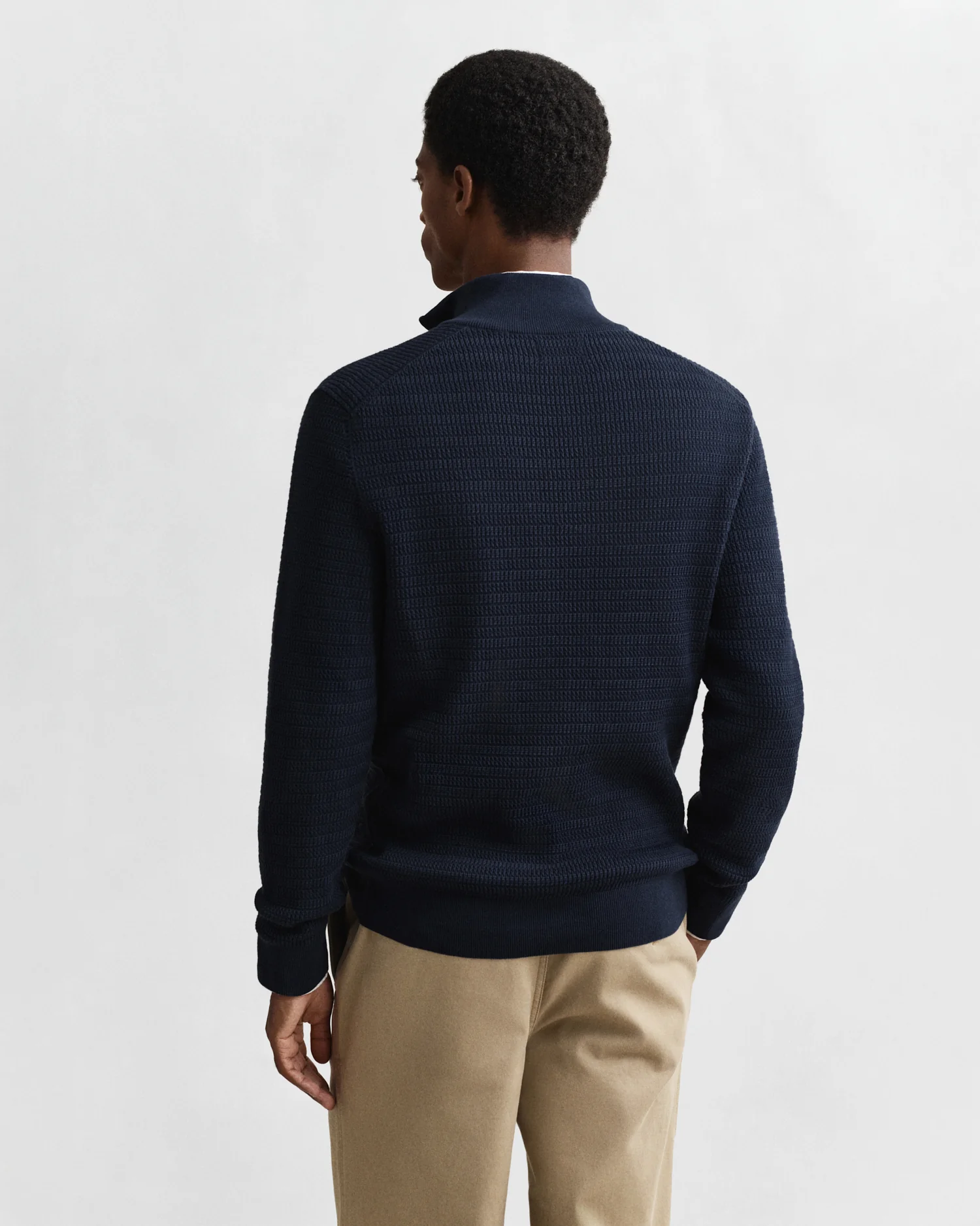 GANT Mens Mini Cable Half Zip Jumper - 433 Evening Blue - Image 3