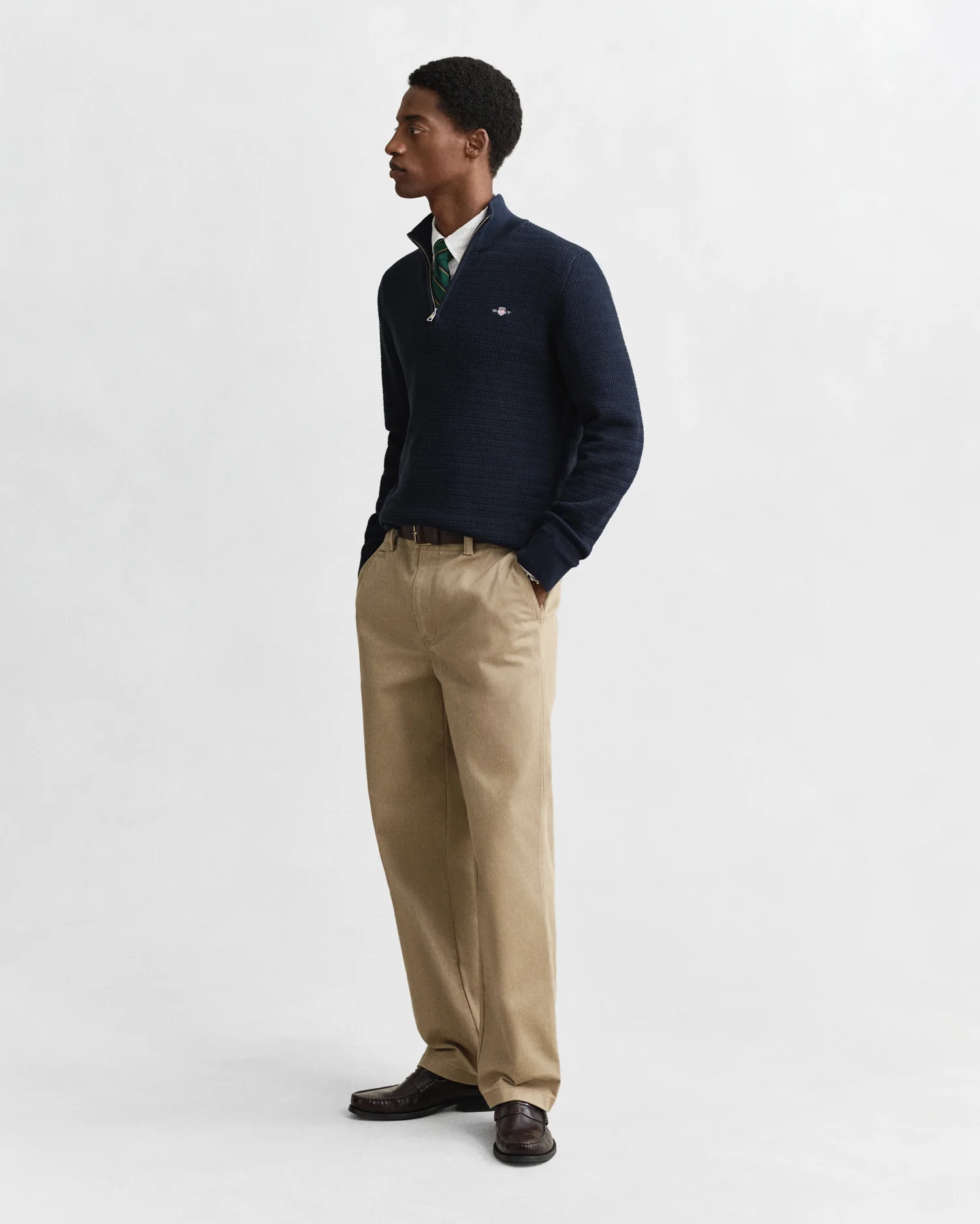 GANT Mens Mini Cable Half Zip Jumper - 433 Evening Blue - Image 4