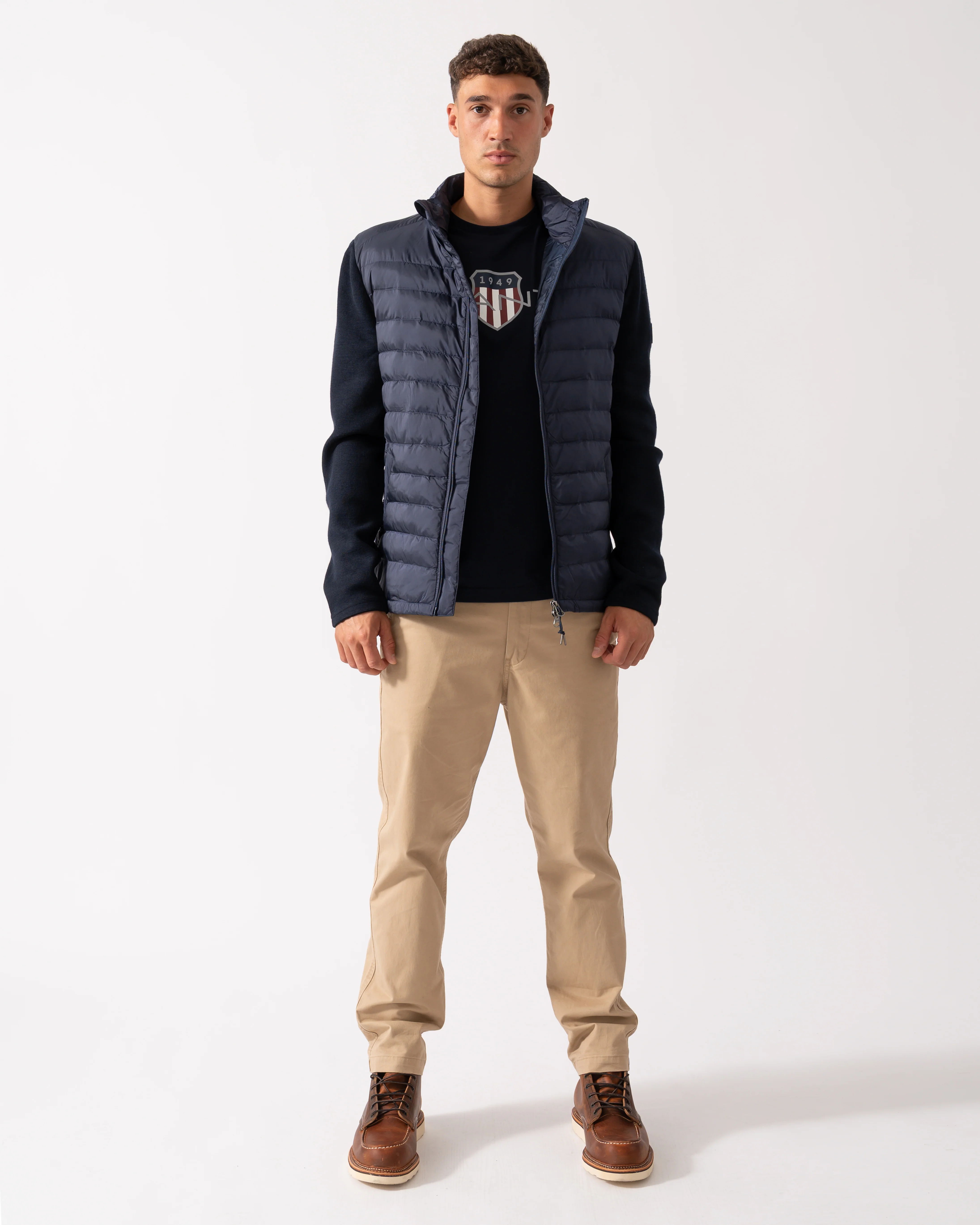 GANT Mens Mixed Media Hybrid Jacket - 433 Evening Blue - Image 2