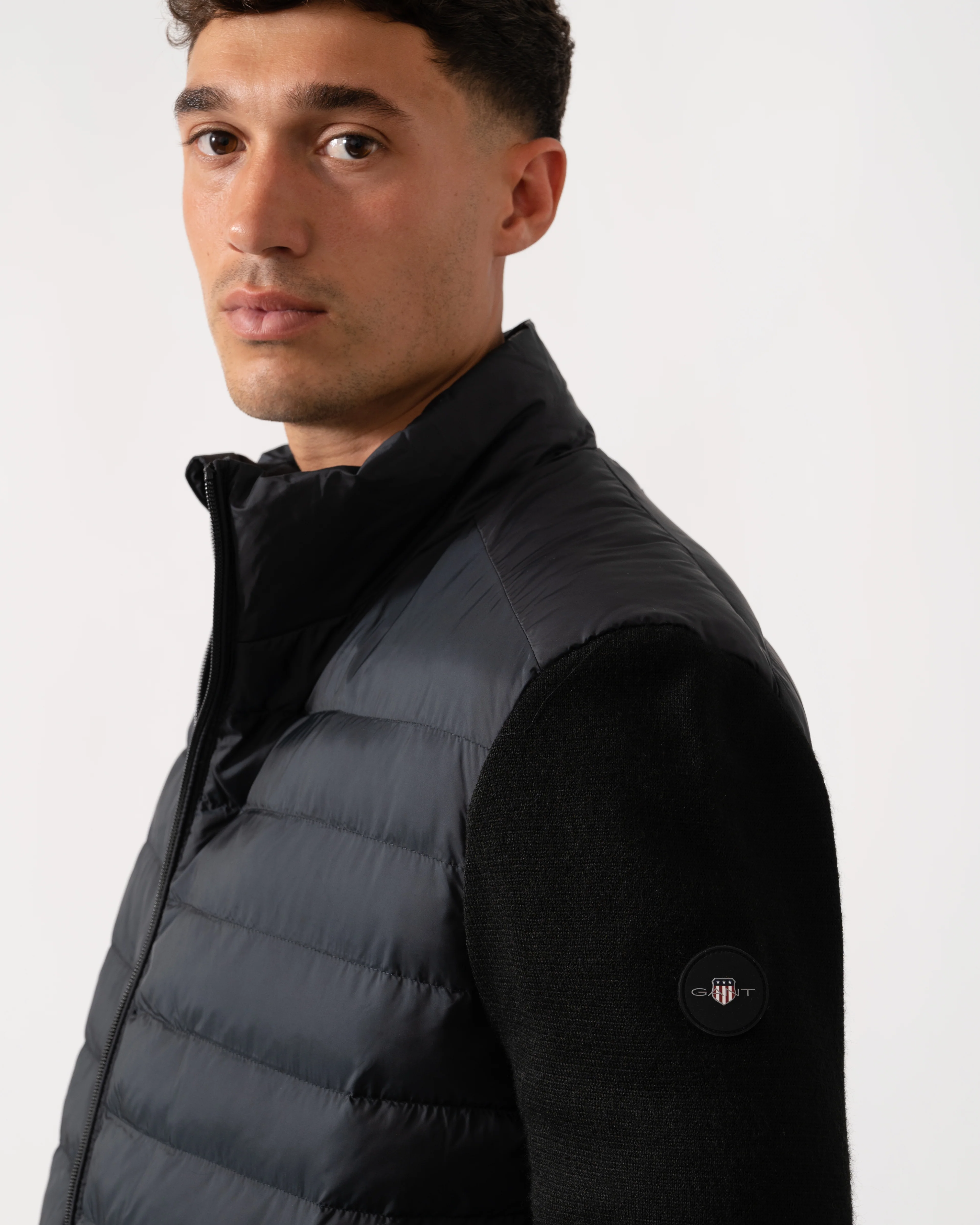 GANT Mens Mixed Media Hybrid Jacket - 5 Black - Image 2