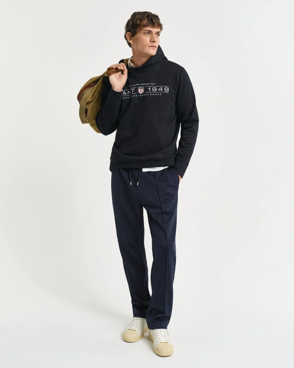 GANT Mens Pullover Graphic Hoodie - 5 Black - Image 2