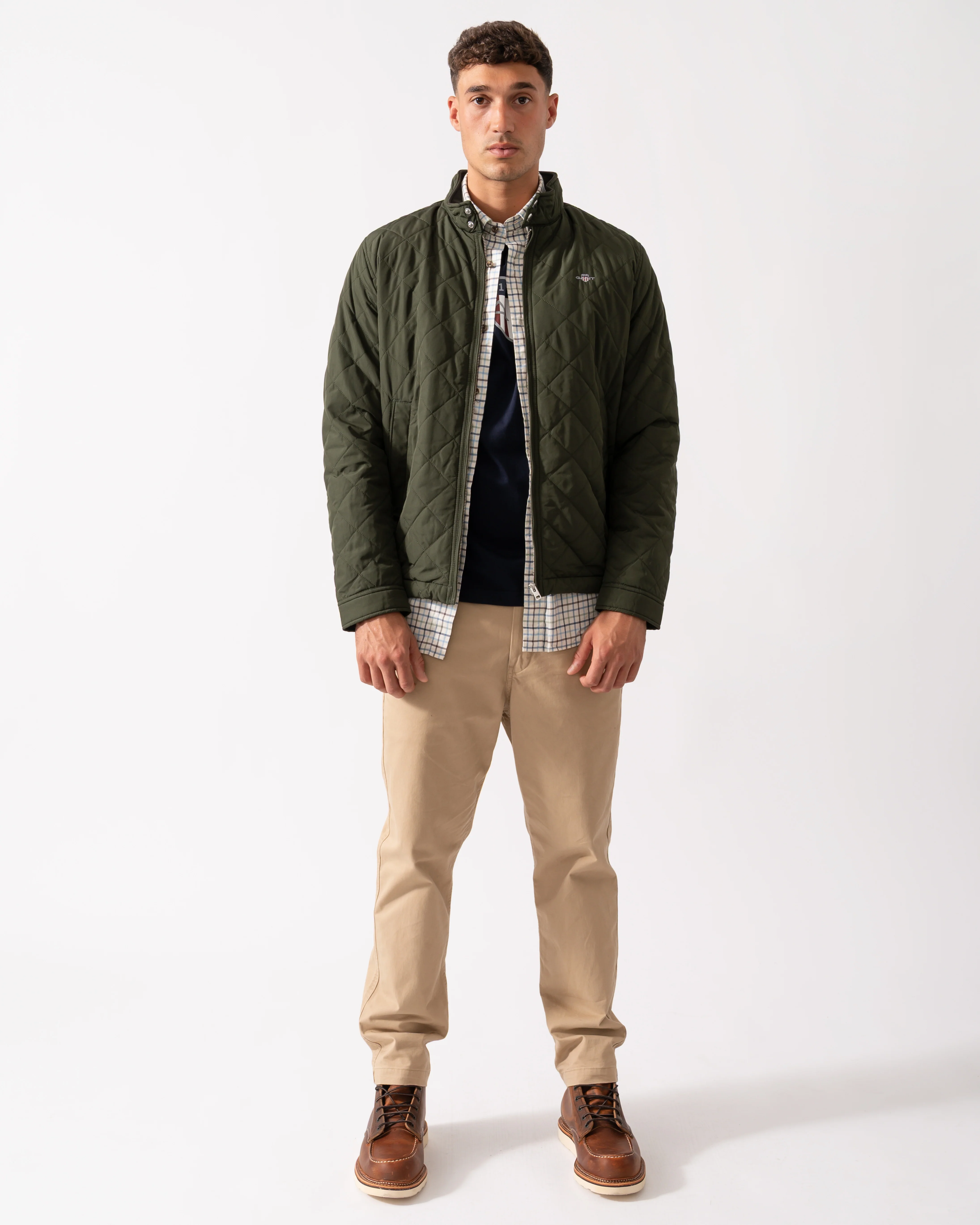 GANT Mens Quilted Windcheater Jacket - 368 Dark Moss Green - Image 2
