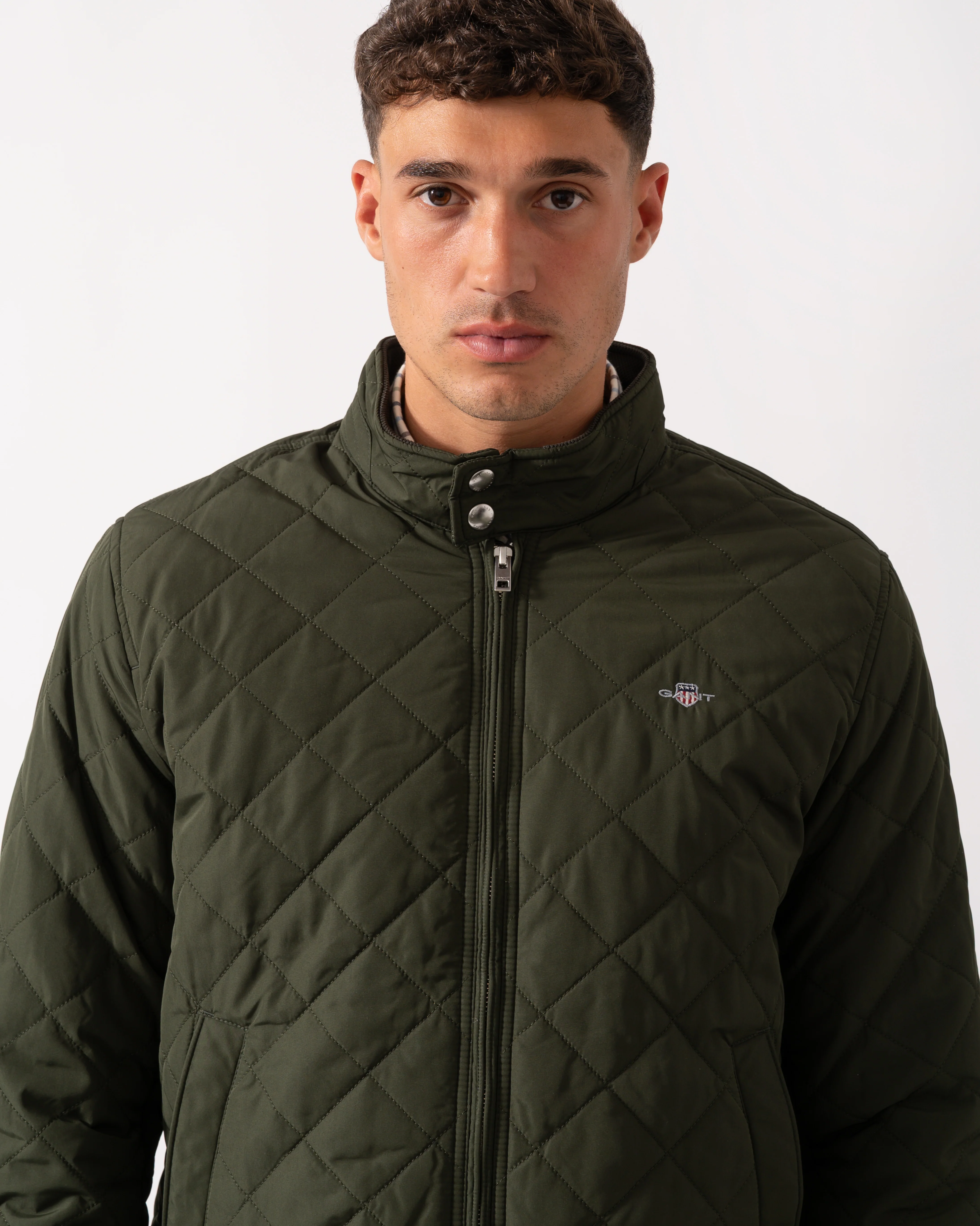 GANT Mens Quilted Windcheater Jacket - 368 Dark Moss Green - Image 3