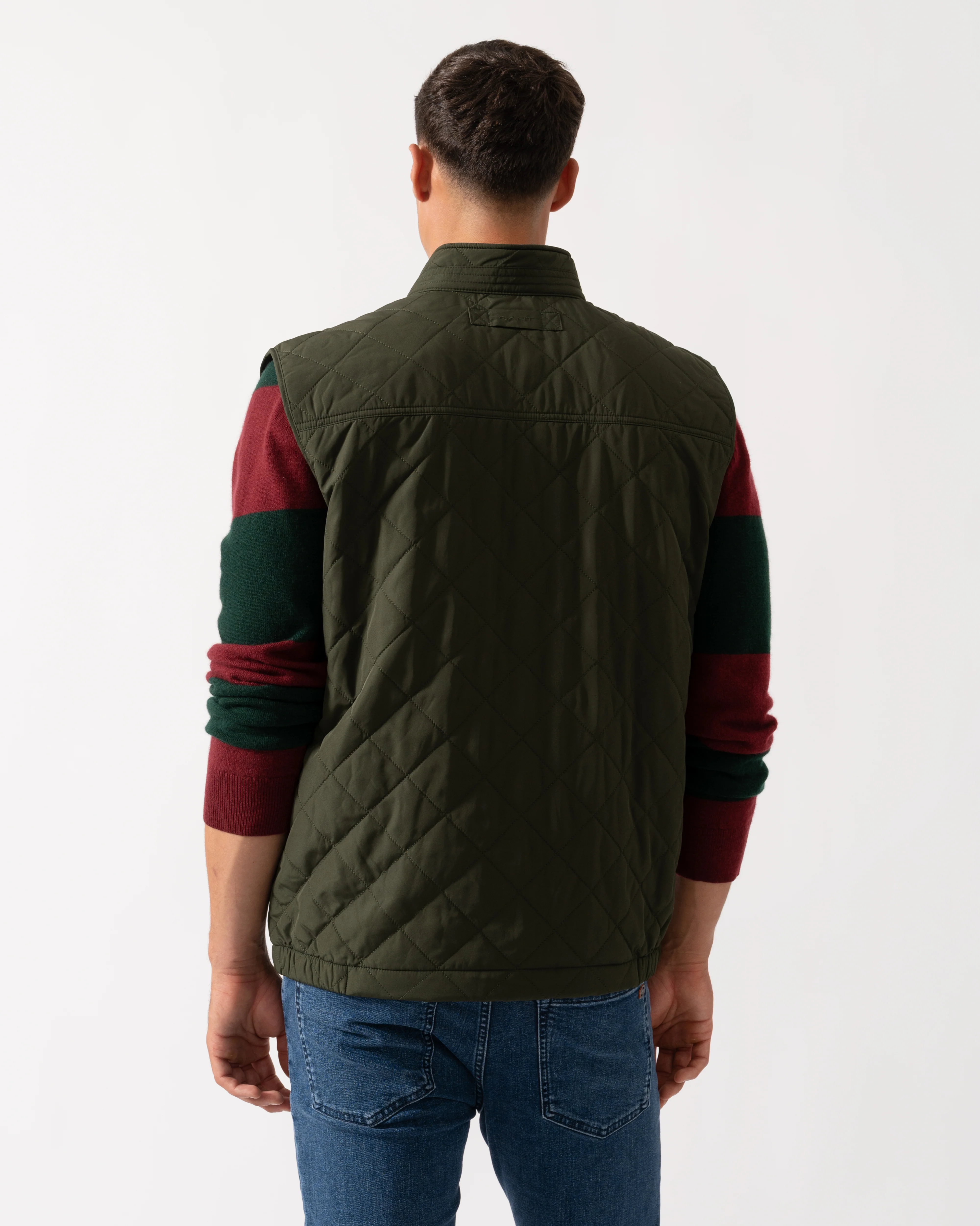 GANT Mens Quilted Windcheater Vest - 368 Dark Moss Green - Image 4