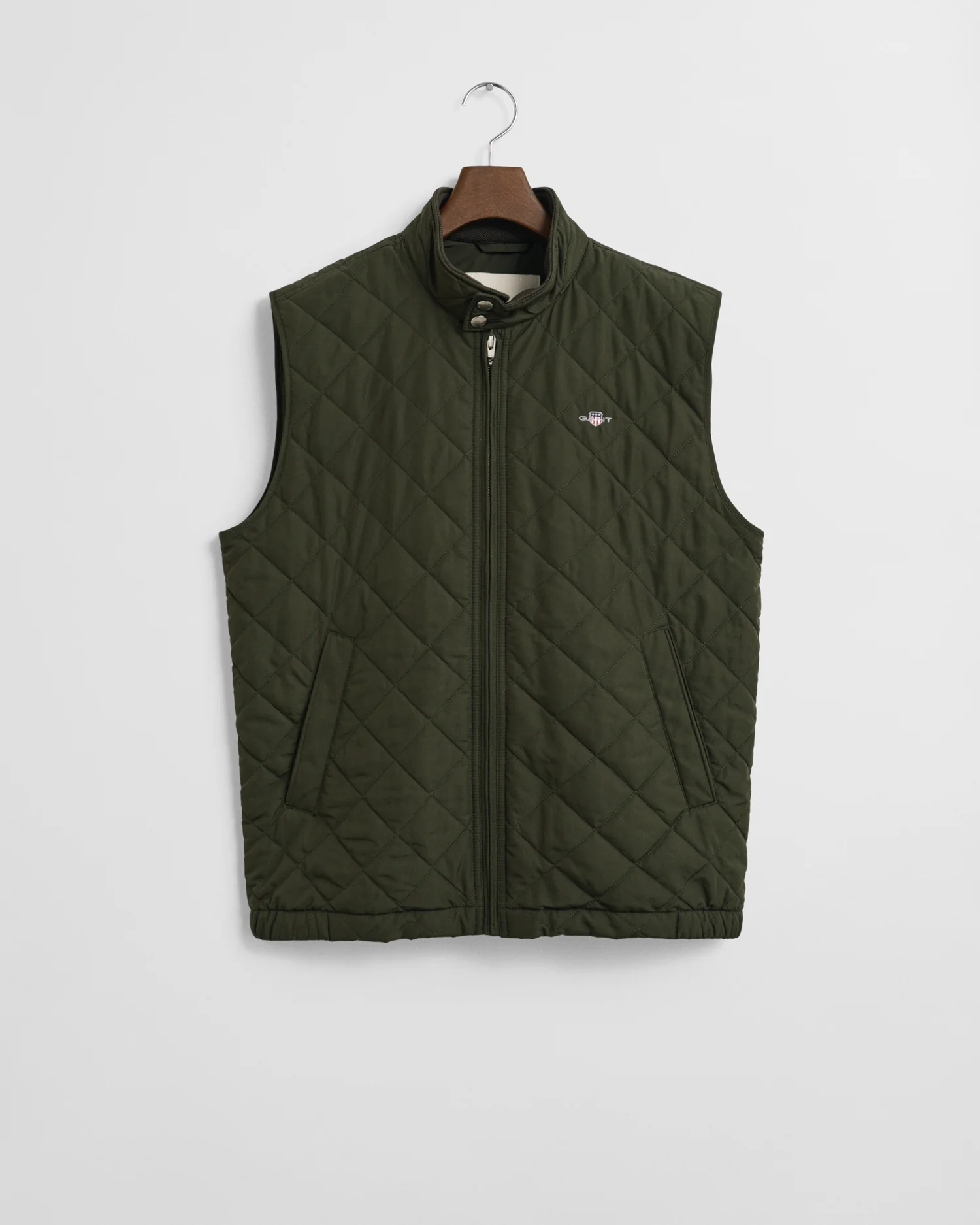 GANT Mens Quilted Windcheater Vest - 368 Dark Moss Green - Image 5