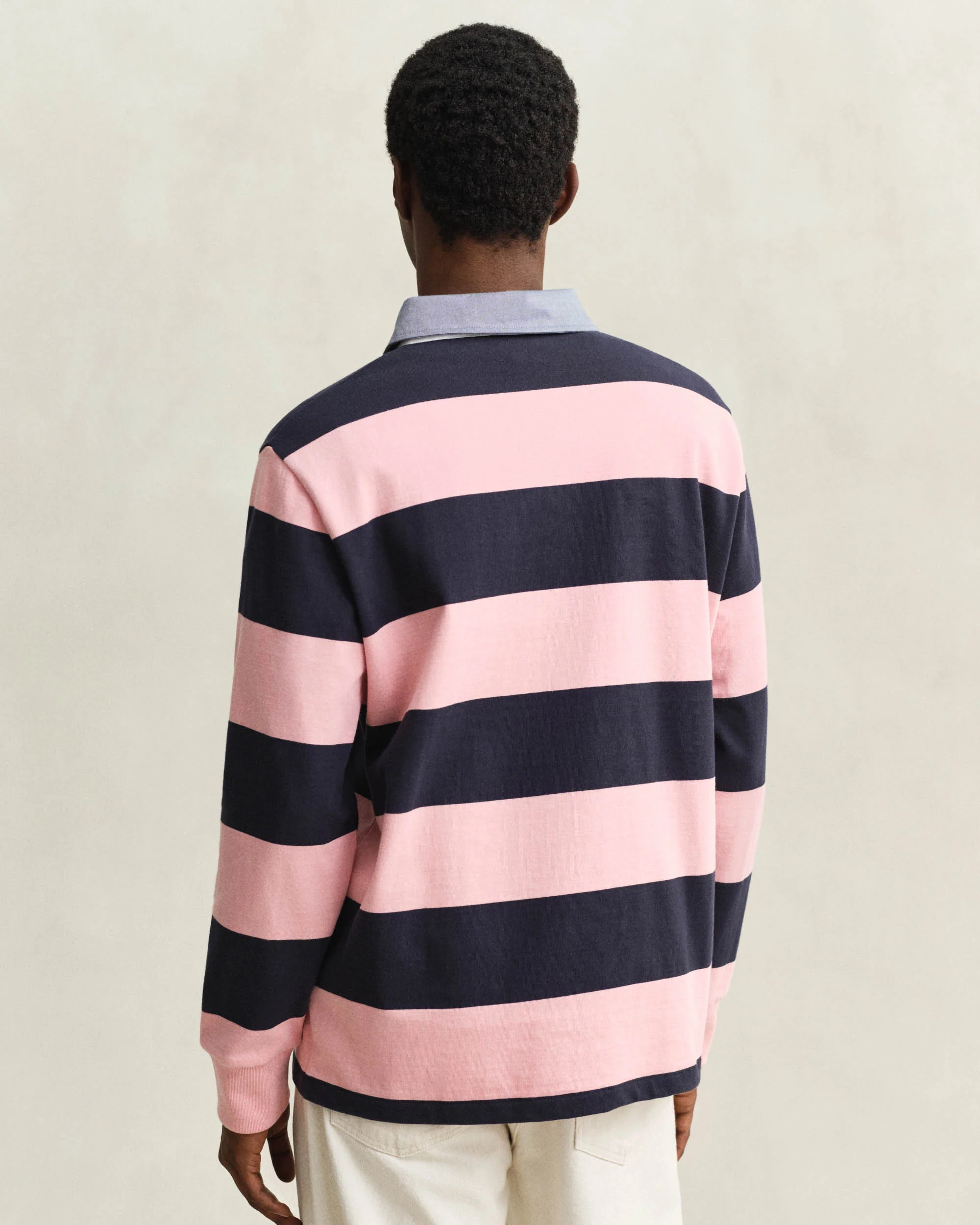 GANT Mens Regular Chambray Stripe Heavy Rugger - 671 Bubblegum Pink - Image 3